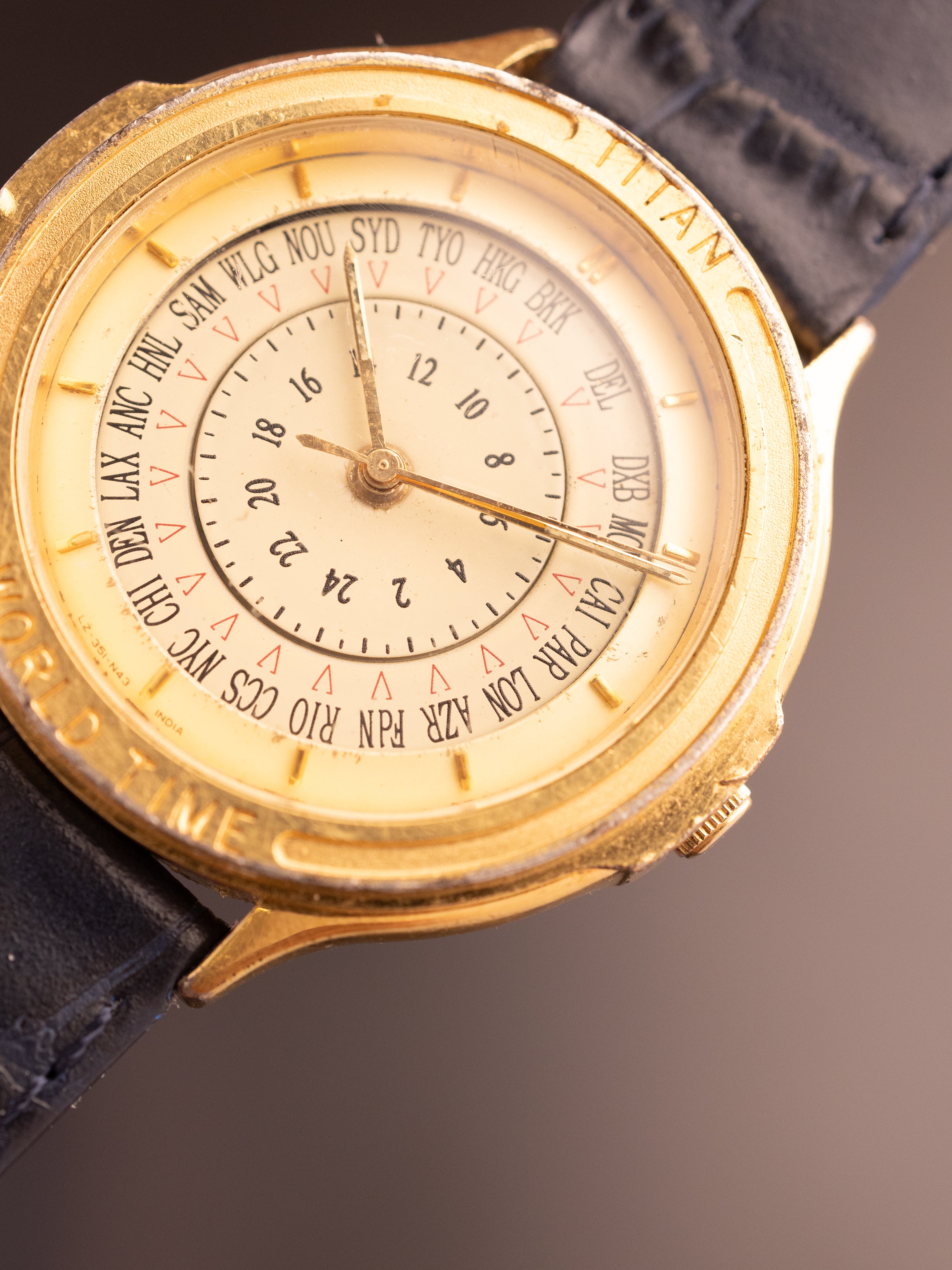 Titan World Timer Gold Super (Ref. 351C-99) (38mm; Quartz) (Rare)