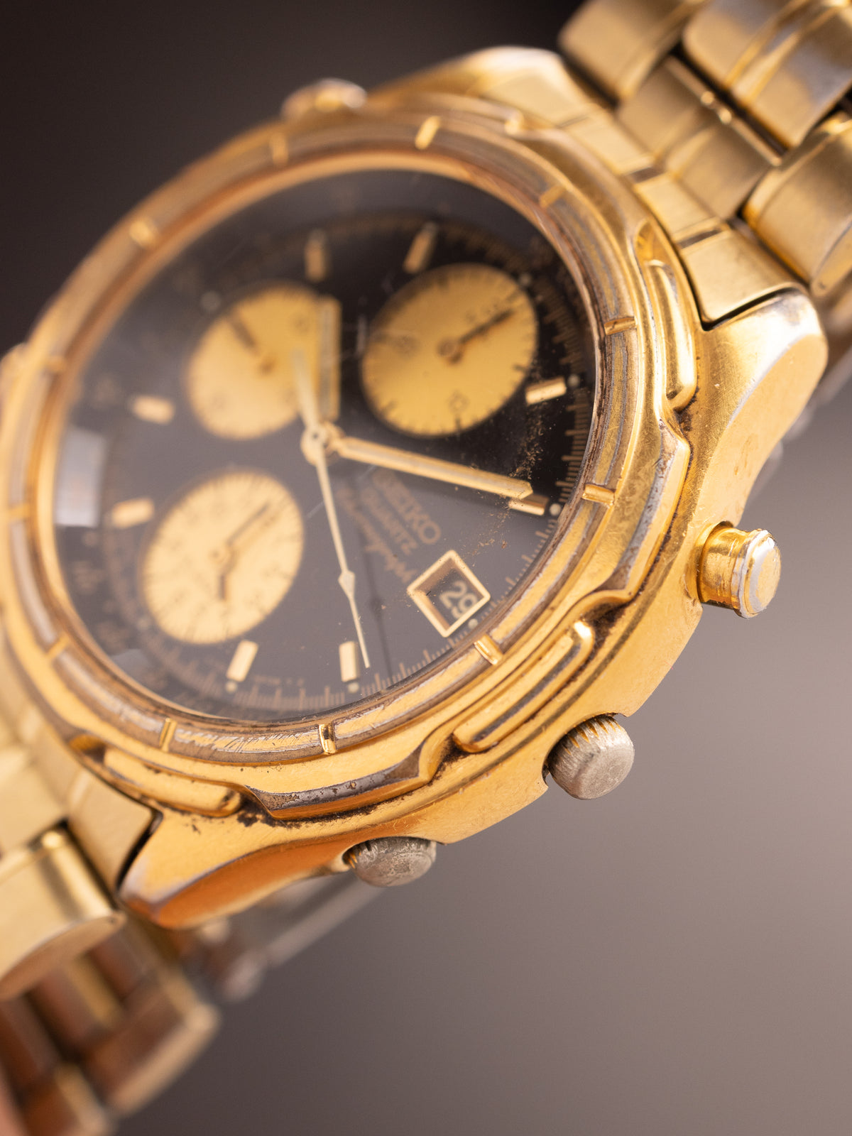 Seiko Chronograph Gold Dancing Hands Ultra 441471 (Ref. 7T32-6569 A4) (39mm; Quartz) (Rare)