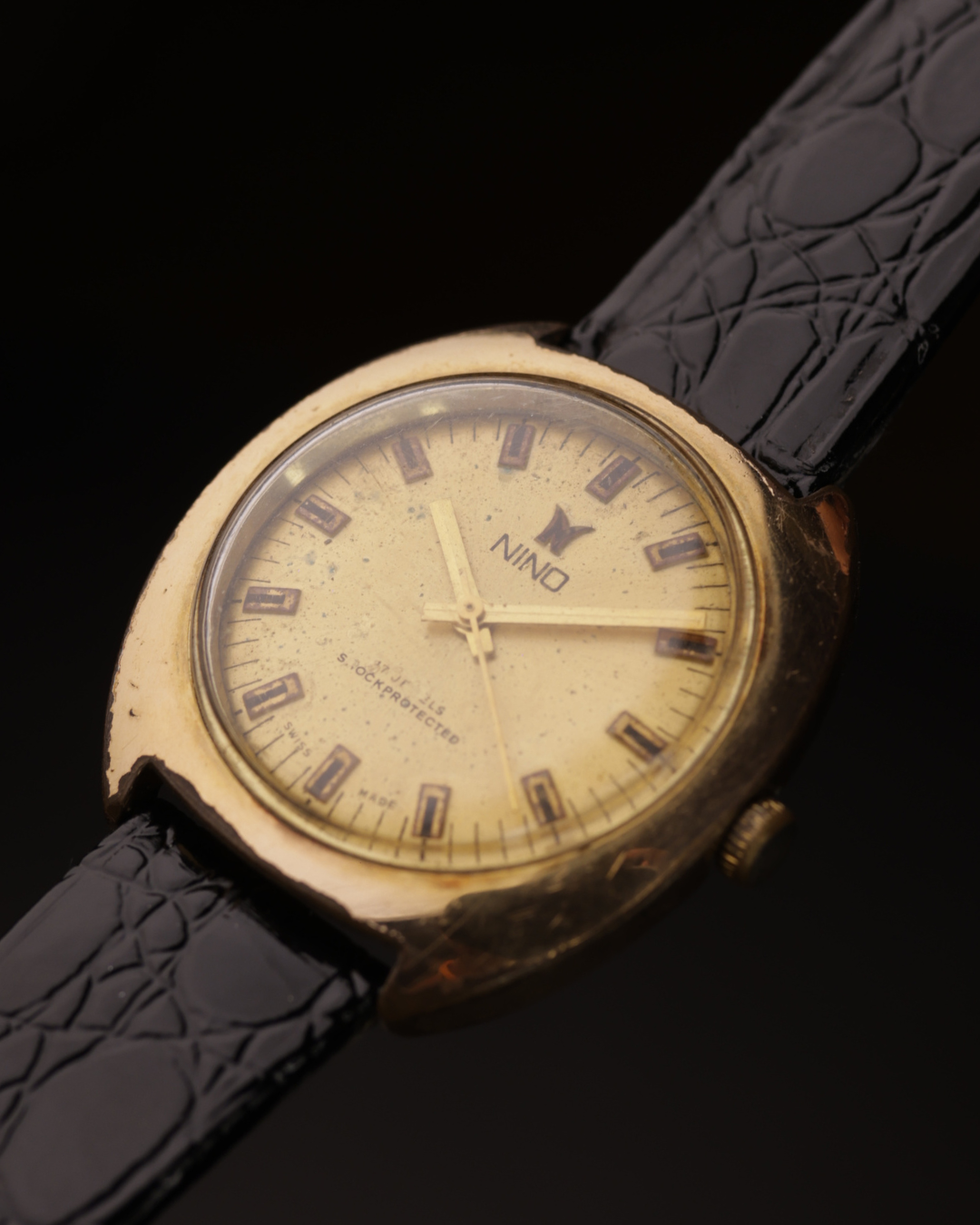 Nino Shockprotected Vintage Watch | 17 Jewels | Swiss Made | Gold-Tone Case | 1970s