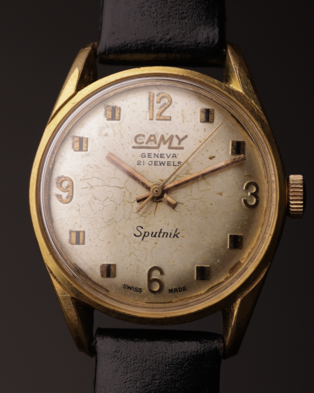 Camy Sputnik Vintage Watch 21 Jewels Swiss Made Textured