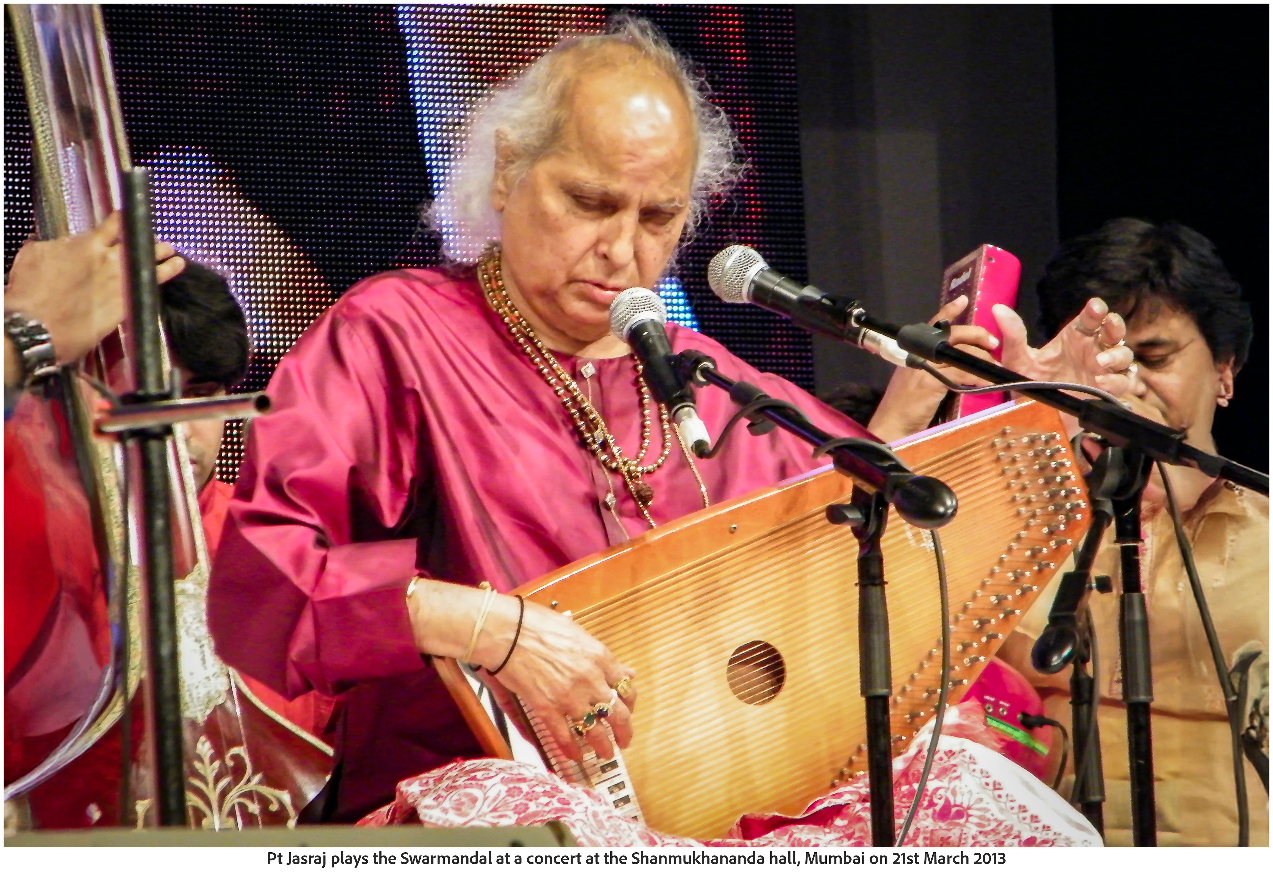 Pt Jasraj plays the Swarmandal at a concert at the Shanmukhananda hall, Mumbai on 21st March 2013 (Photo Frame)