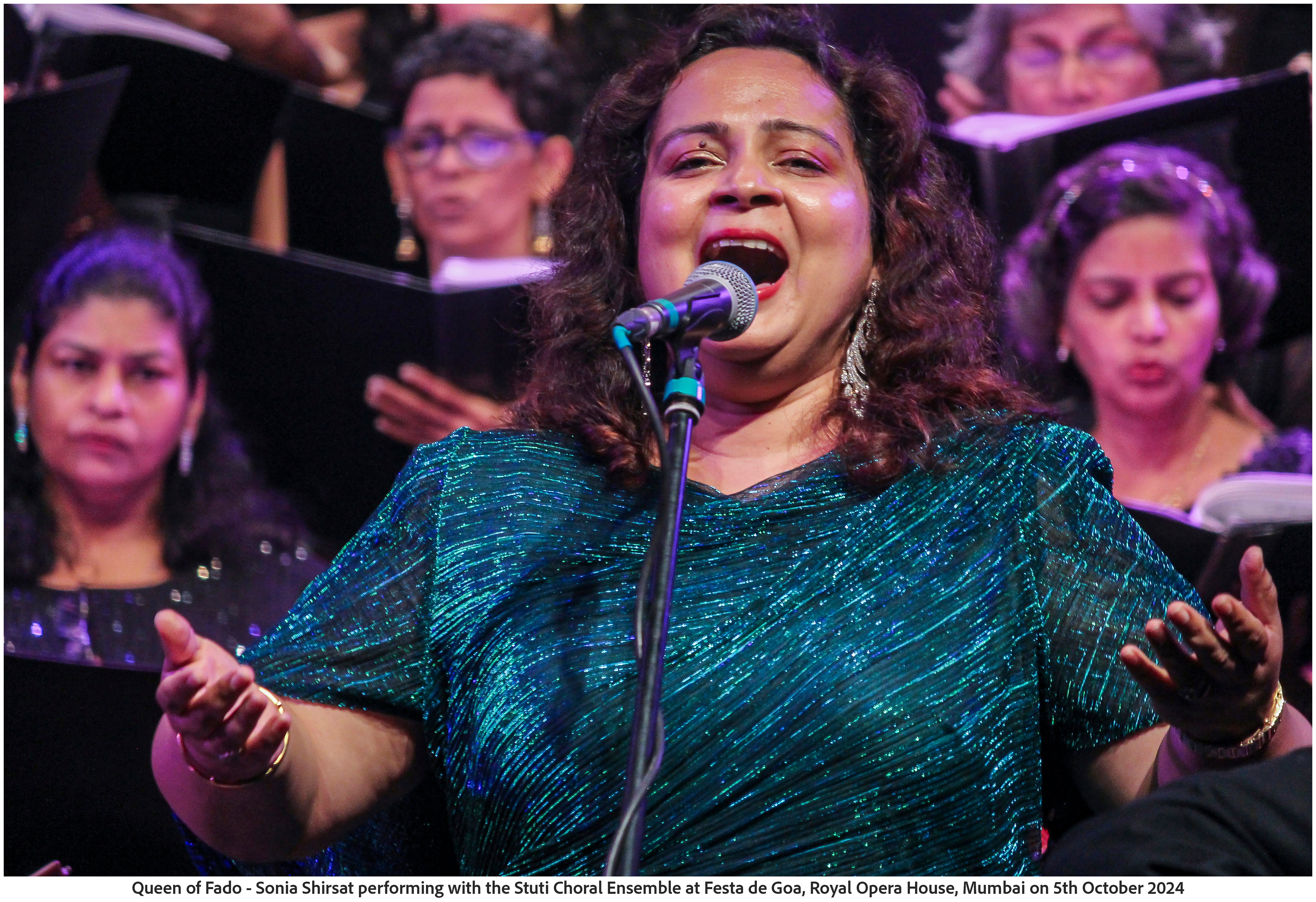 Queen of Fado - Sonia Shirsat performing with the Stuti Choral Ensemble at Festa de Goa, Royal Opera House, Mumbai on 5th October 2024 (Photo Frame)