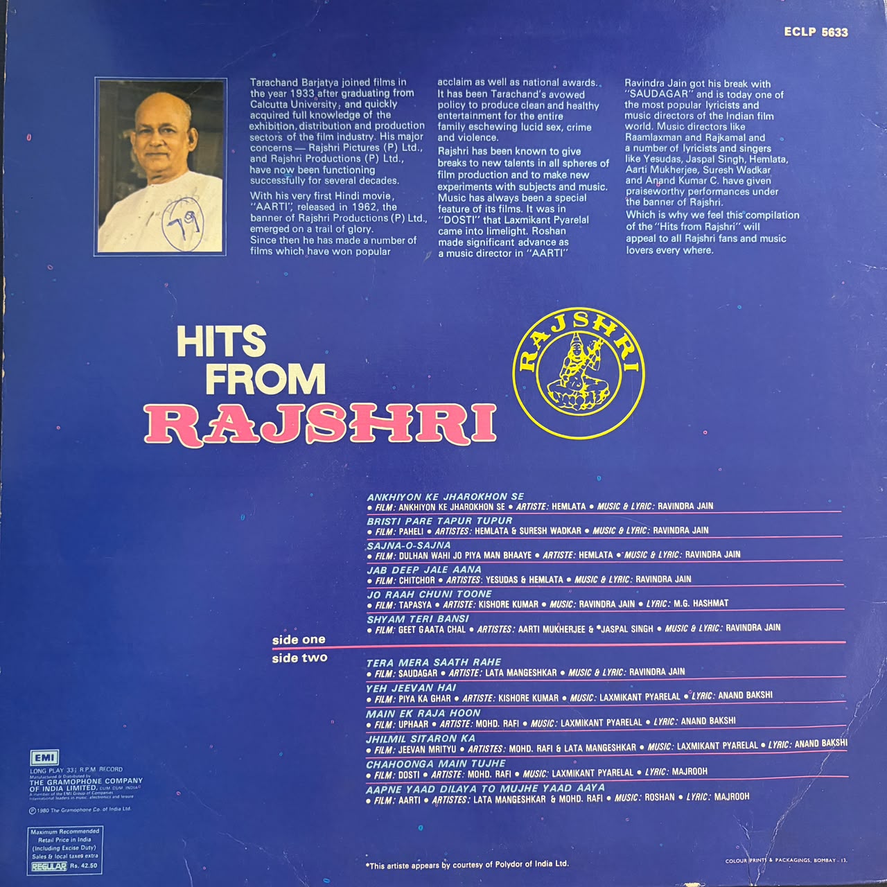 Various – Hits From Rajshri (Used Vinyl - VG) JB Marketplace