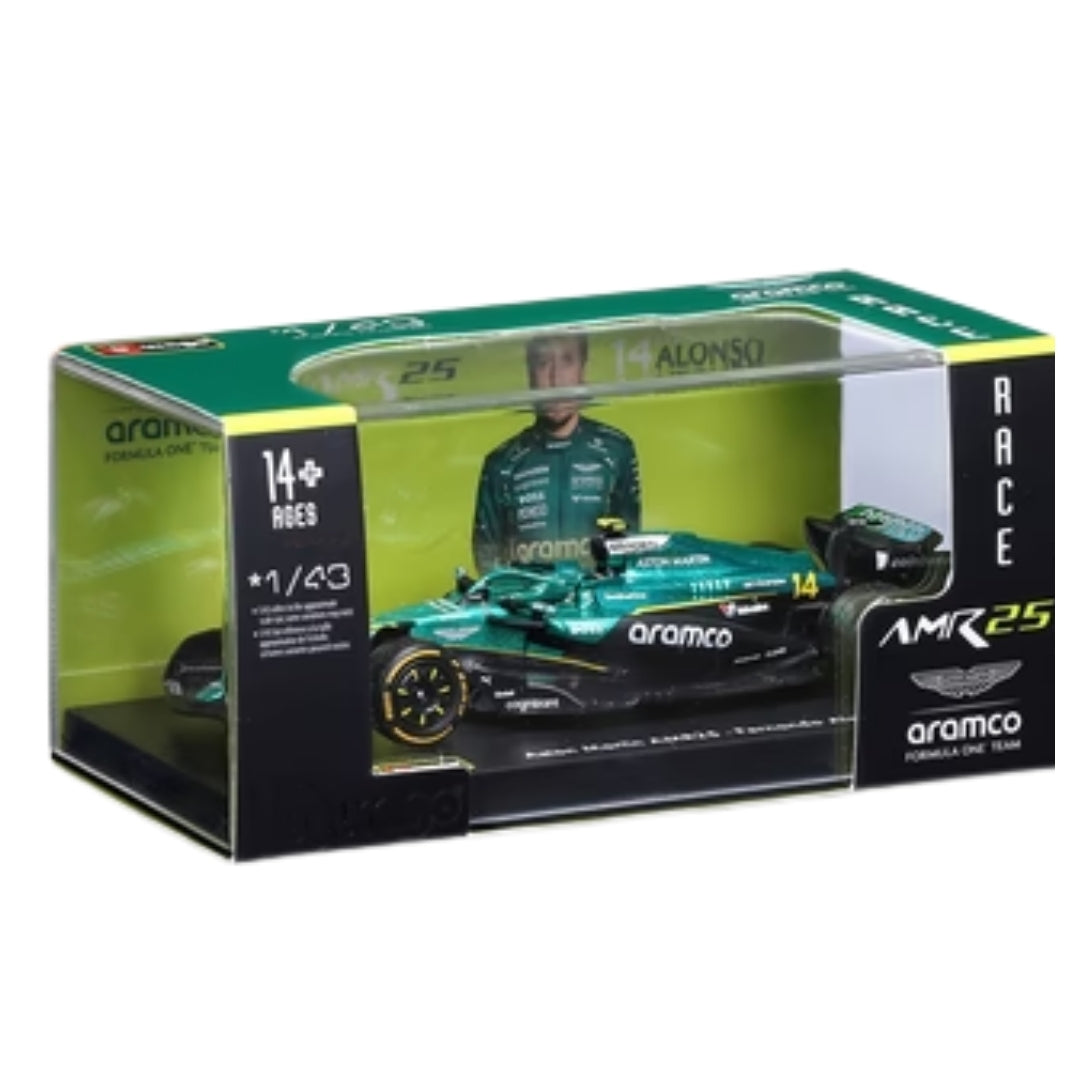 Official Bburago 2025 Aston-Martin AMR25 14 Fernando Alonso Australia GP - Scale 1 : 43 Diecast Scale Model