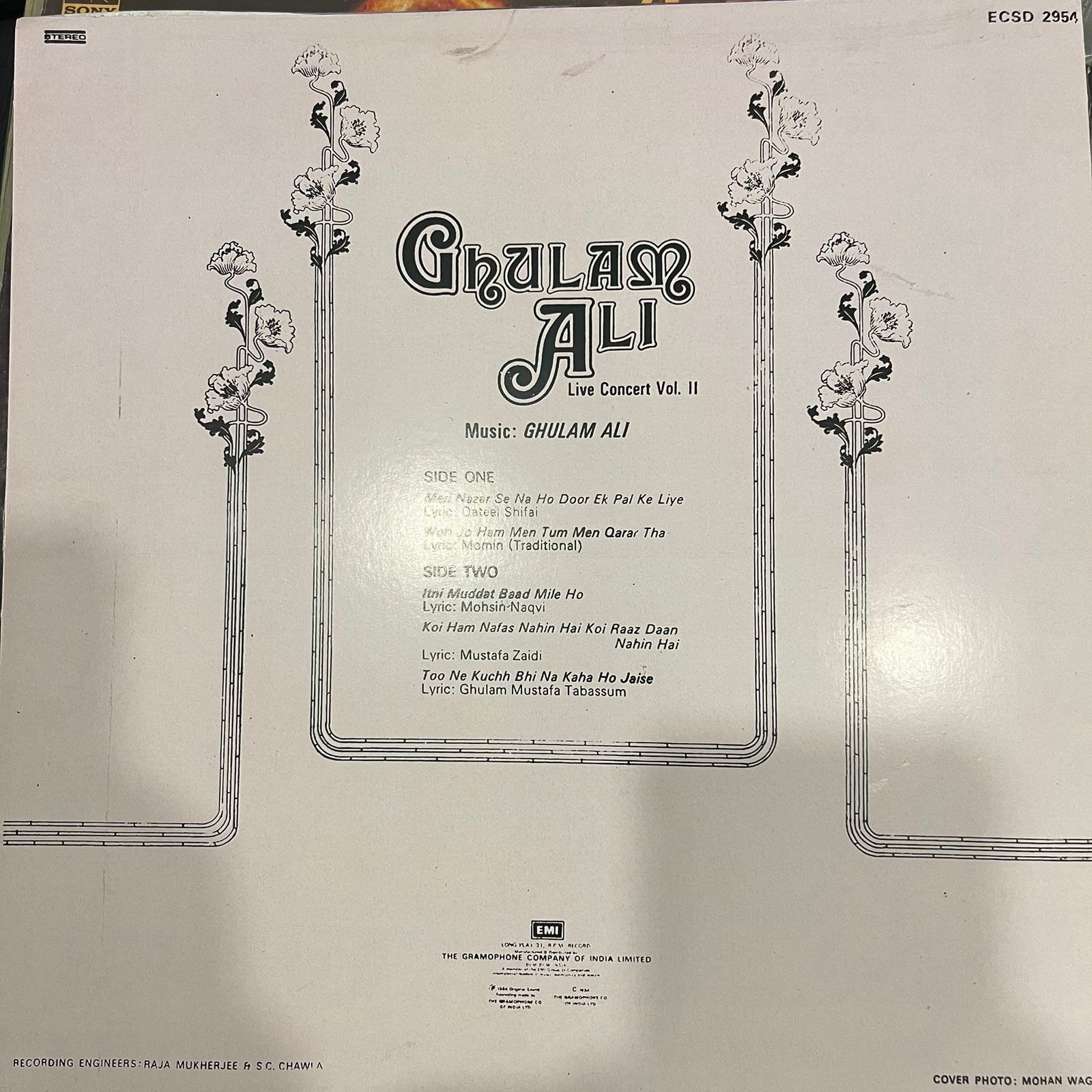 Ghulam Ali – Ghulam Ali - Live Concert Vol. II (Used Vinyl - VG) NJ Marketplace
