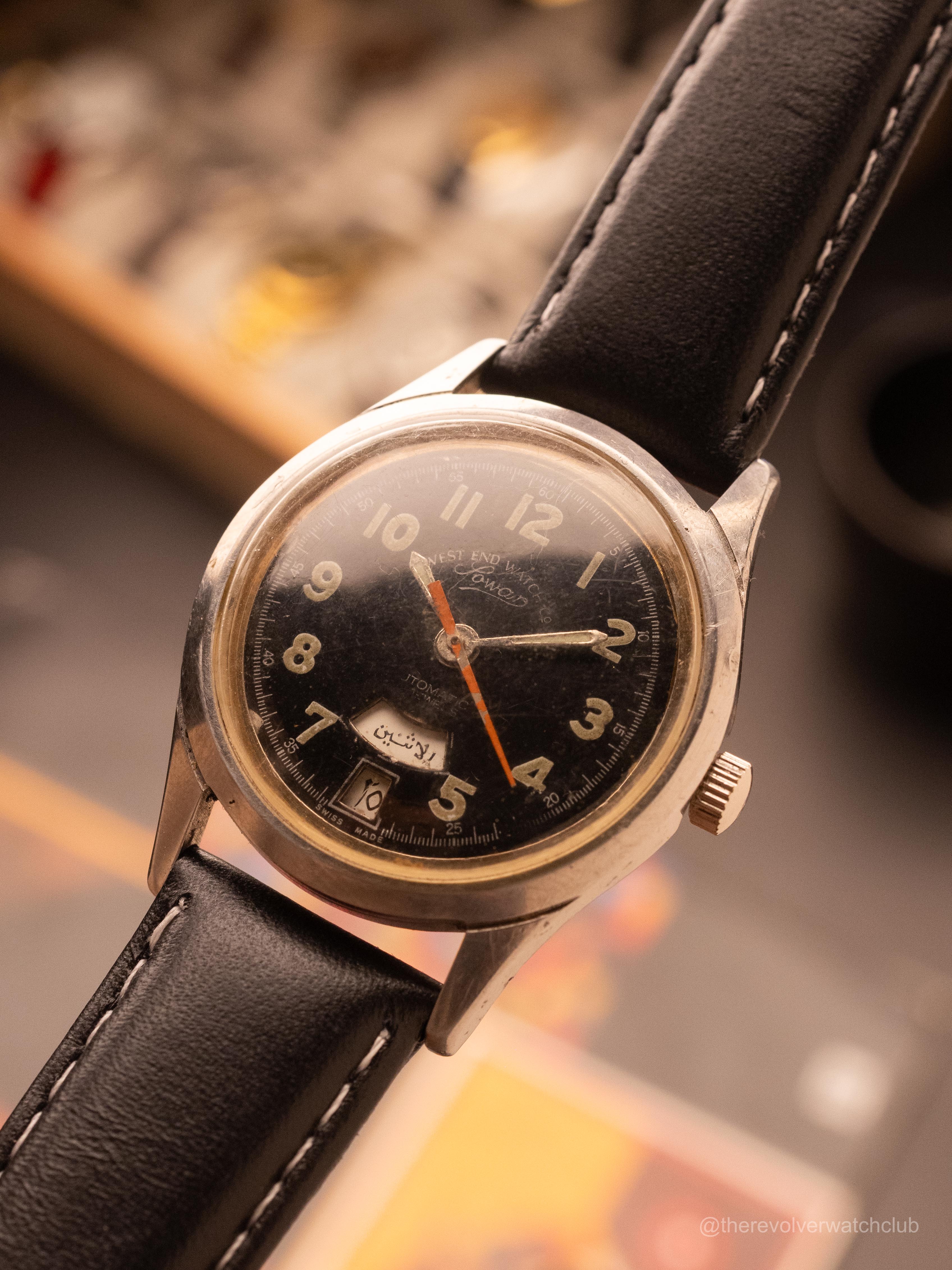 West End Watch Co. Sowar - Arabic Military Dial — Rare, Smiley Presidential (Ref. K-4149) (35mm; Automatic) — image 1