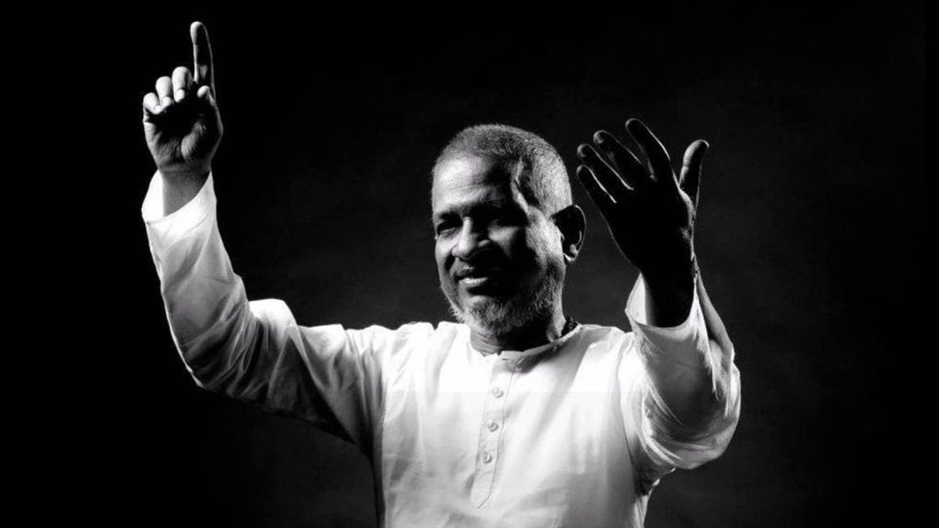 Ilaiyaraaja pointing his fingers up
