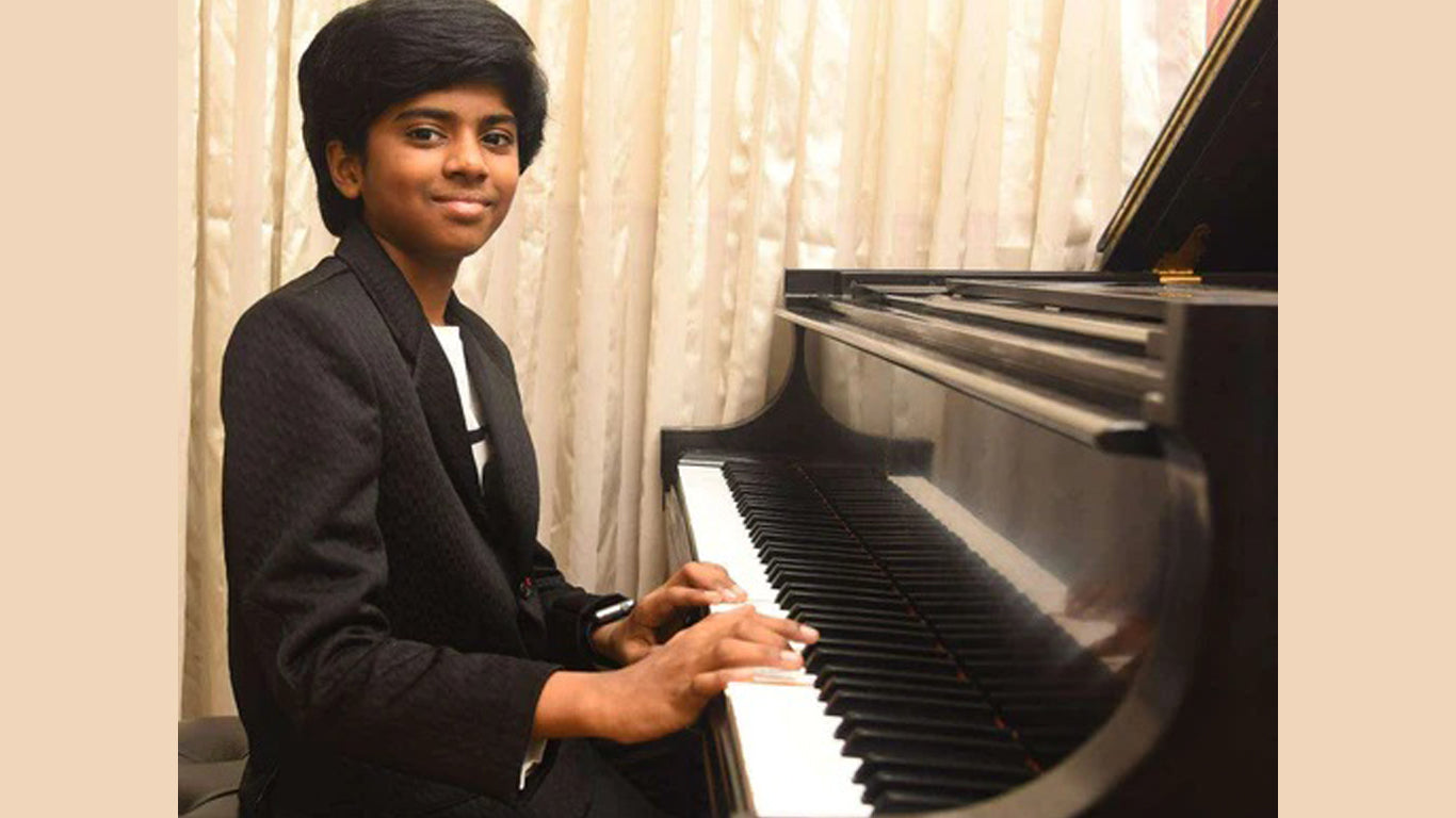 Lydian Nadhaswaram Playing the piano