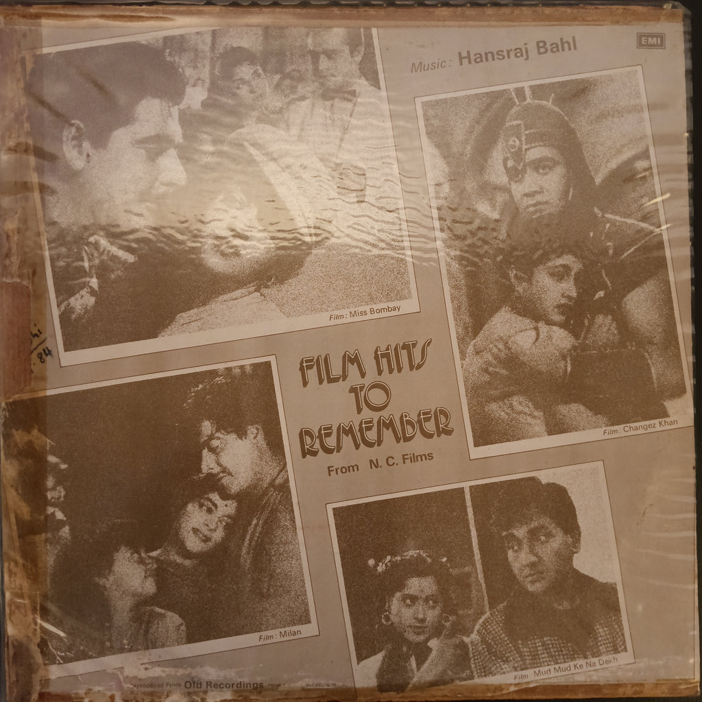Hansraj Bahl – Film Hits to Remember (Used Vinyl - VG+) DS Marketplace