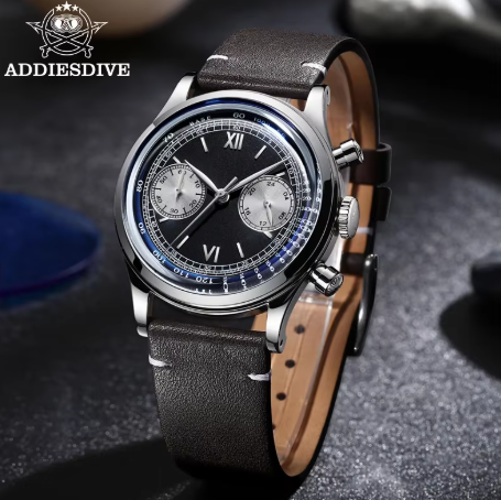 ★Holiday Sale★ADDIESDIVE Panda BB Chronograph Retro Men Watch 38mm Quartz Watch, AD2037