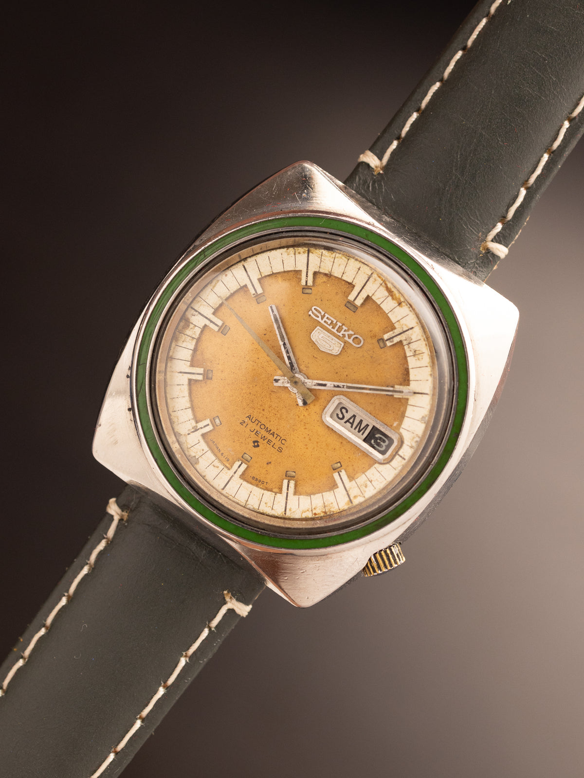 Seiko 5 Sports Green Bezel 283858 (Ref. 6119-8490) (38mm; Automatic) (Rare)
