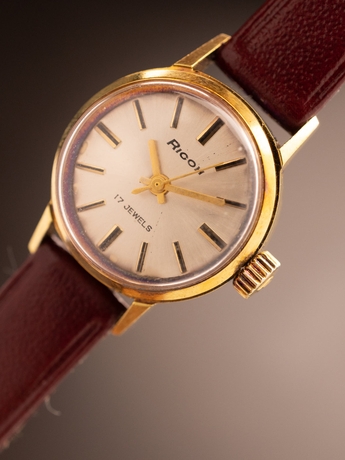 Ricoh India Ladies Gold Patina Dial Brown Strap