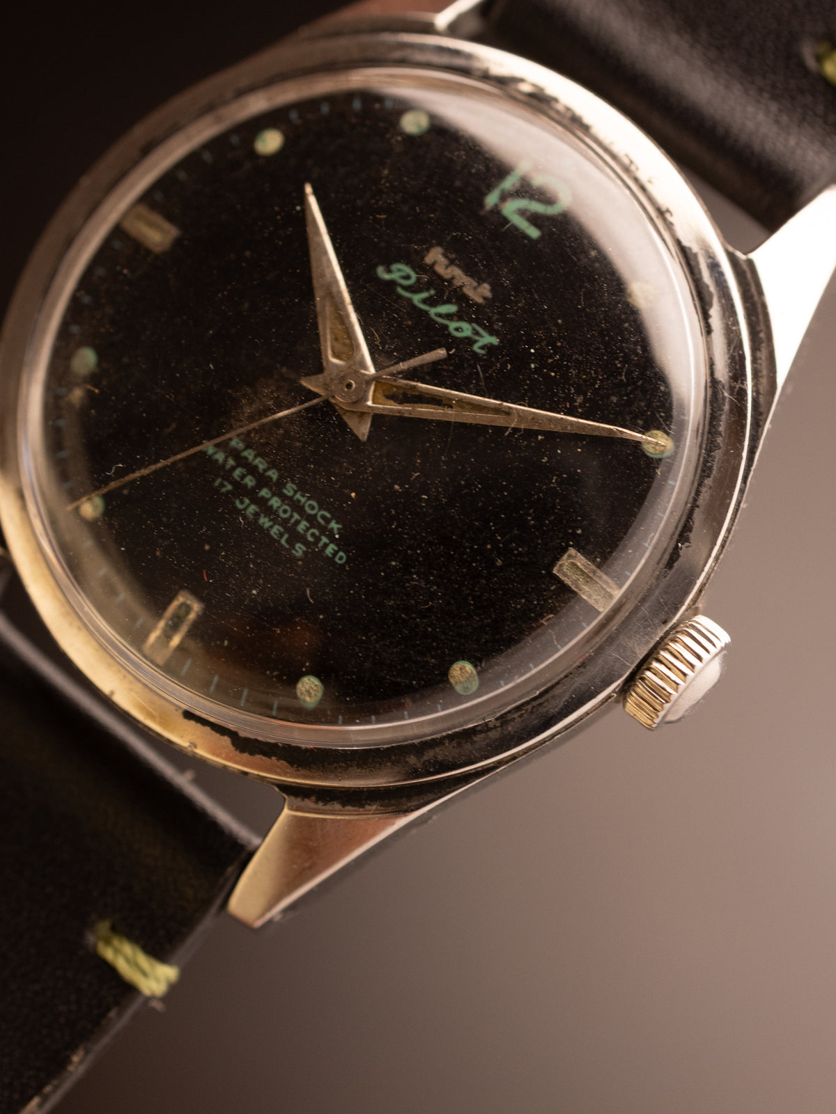 HMT Pilot Three Liner Black Strap ( 140179 )