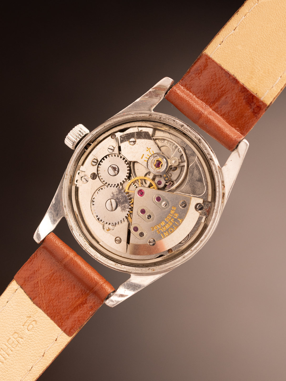 Titoni Airmaster Pie Pan Silver Brown Strap ( 303-145 )
