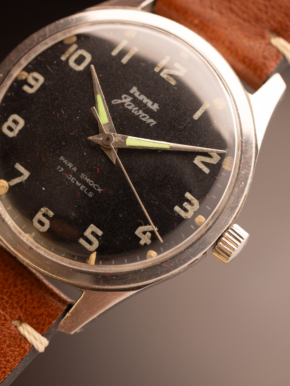 HMT Jawan Brown Strap Dotted Dial 0214033 ( W10/6645-000035 GC-08974 )