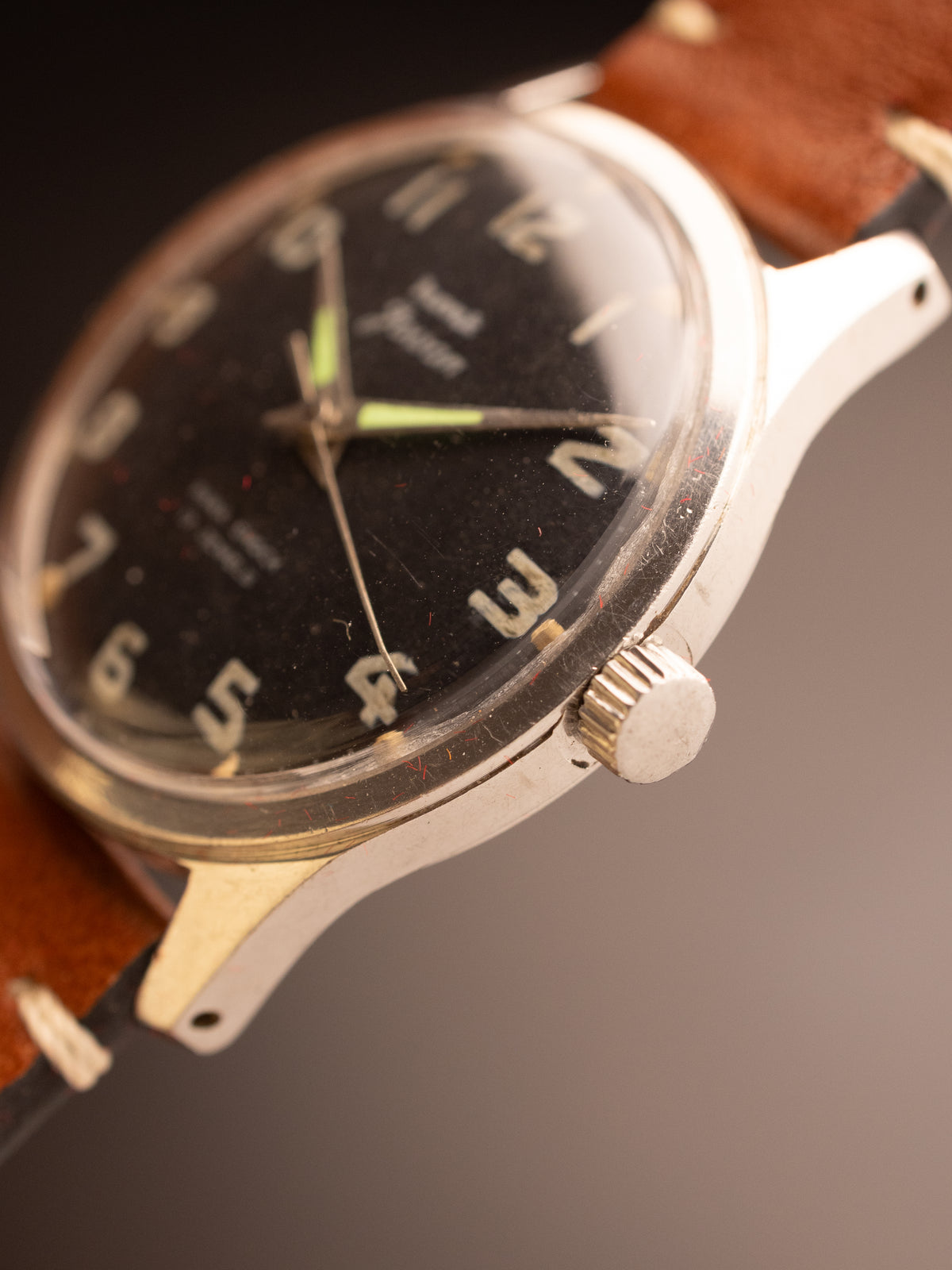 HMT Jawan Brown Strap Dotted Dial 0214033 ( W10/6645-000035 GC-08974 )
