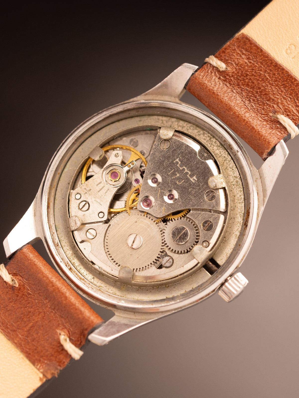 HMT Jawan Brown Strap Dotted Dial 0214033 ( W10/6645-000035 GC-08974 )