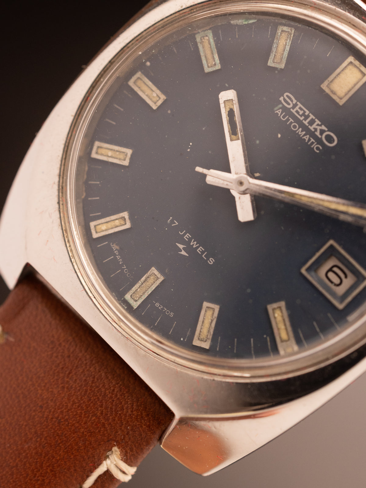 Seiko Hi Beat Automatic Blue Dial Brown Strap 310054 W ( 7005-8160-P )