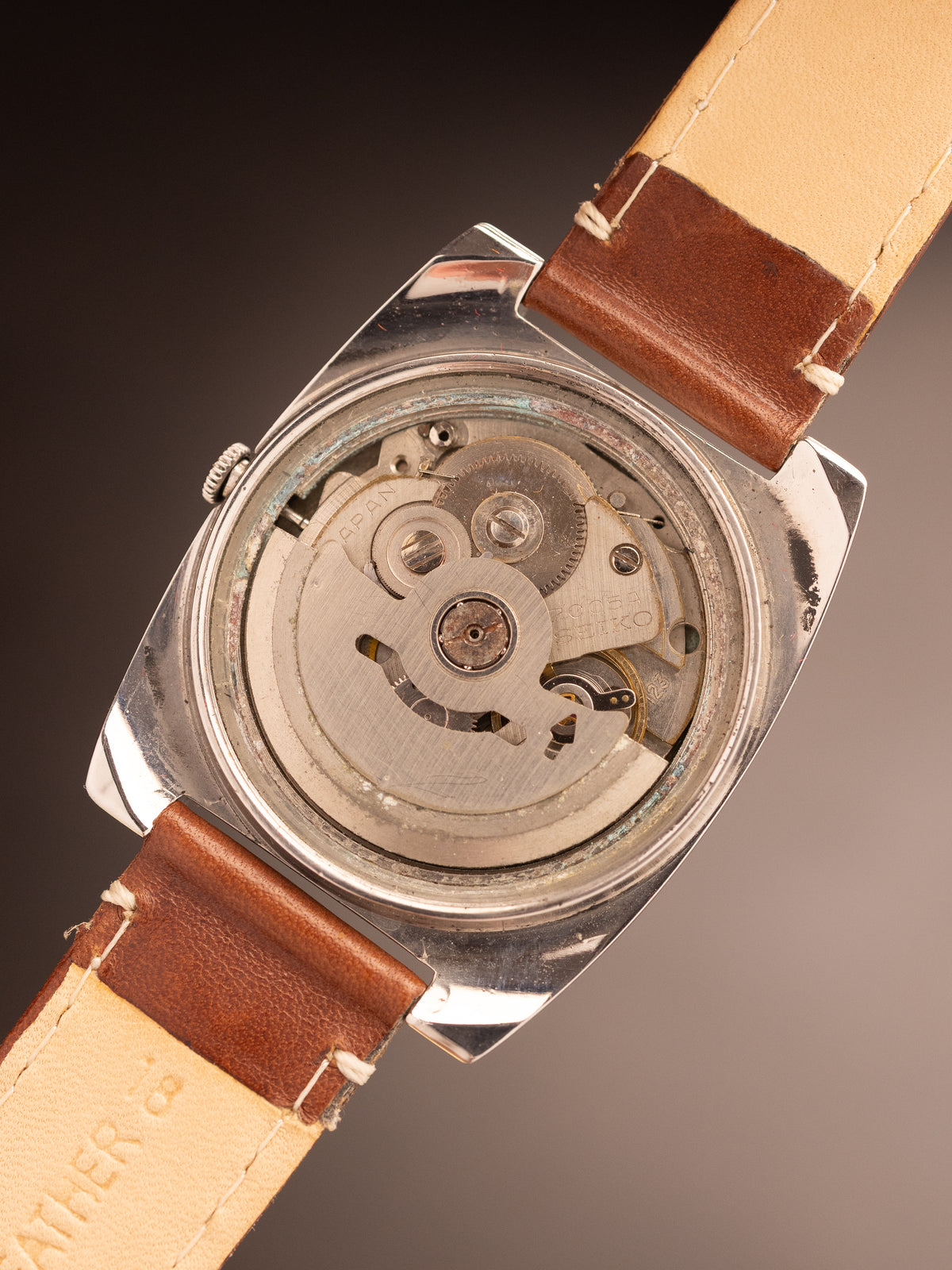 Seiko Hi Beat Automatic Blue Dial Brown Strap 310054 W ( 7005-8160-P )