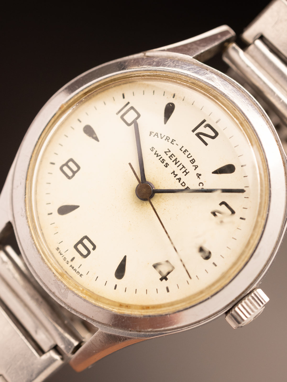 Favre Leuba Zenith Manual Wind Military Watch Ultra Rare Retouced Dial ( 8510765 ) NOTE Glass to be changed By Ziyauddin