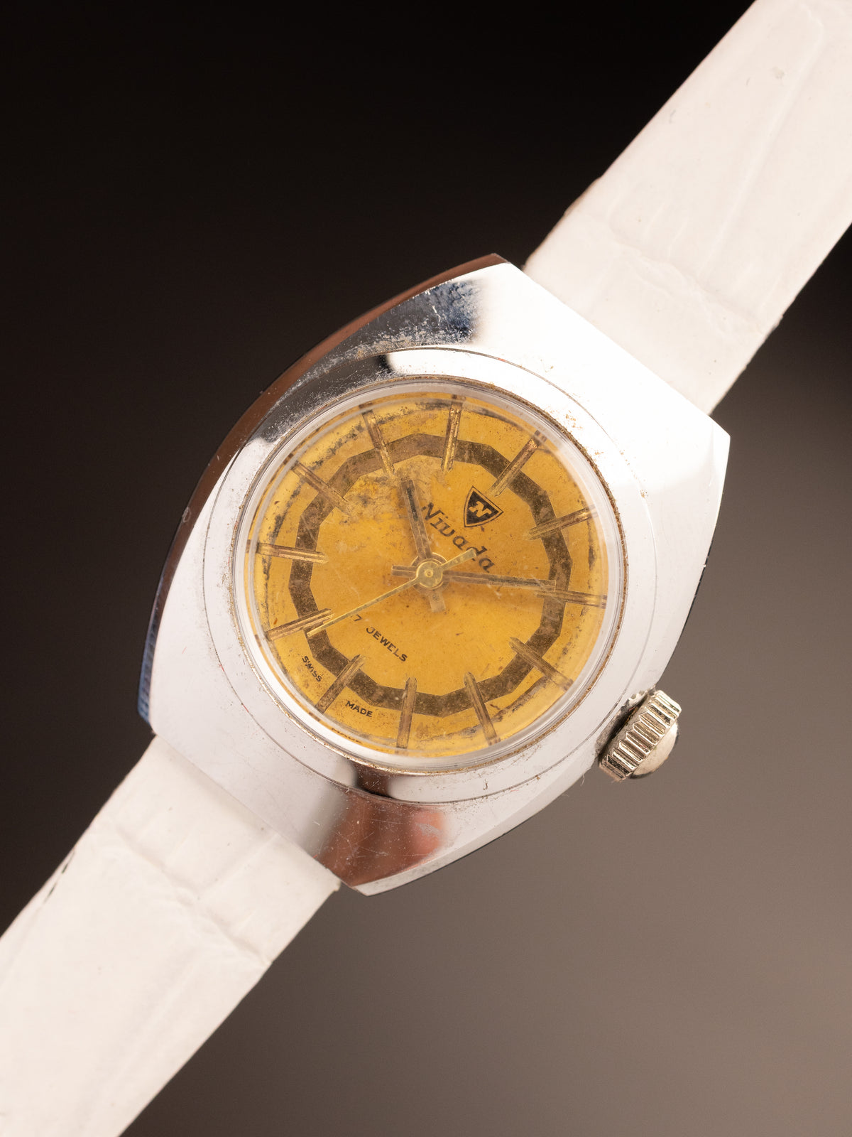 Nivada Ladies Manual Wind White Strap Patina Dial ( Ref Unknown )