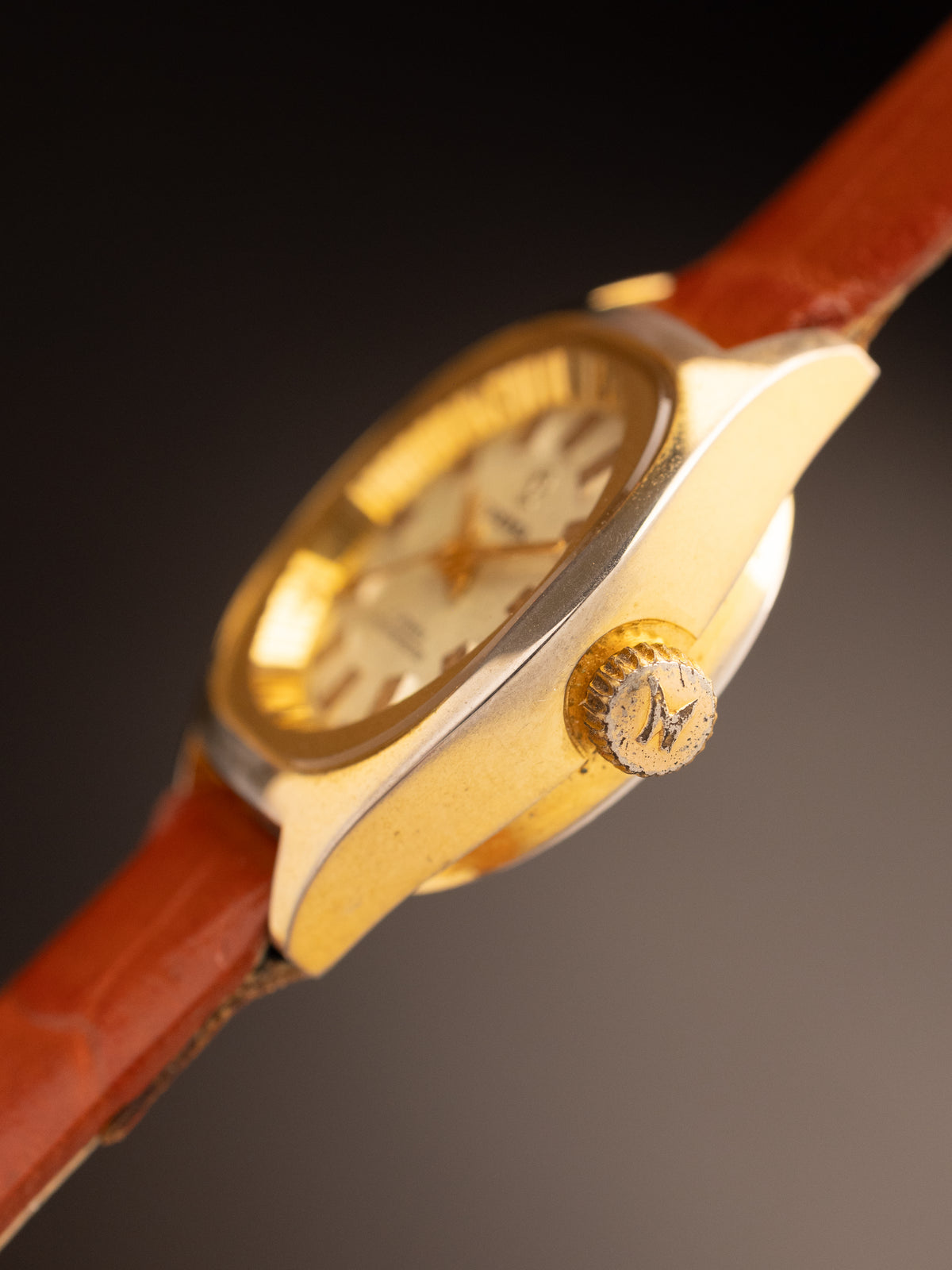 Tressa Ladies Gold Case Brown Strap NOS ( ref Unknown )