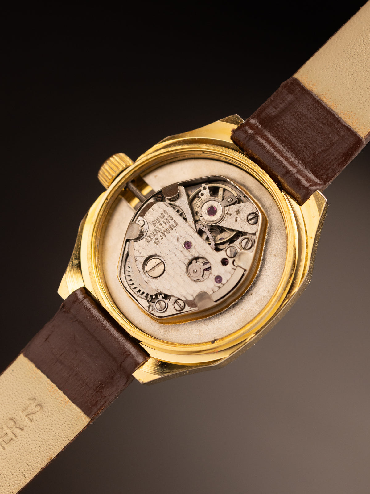 Premier Ladies Tank Gold Maroon Dial Maroon Strap NOS