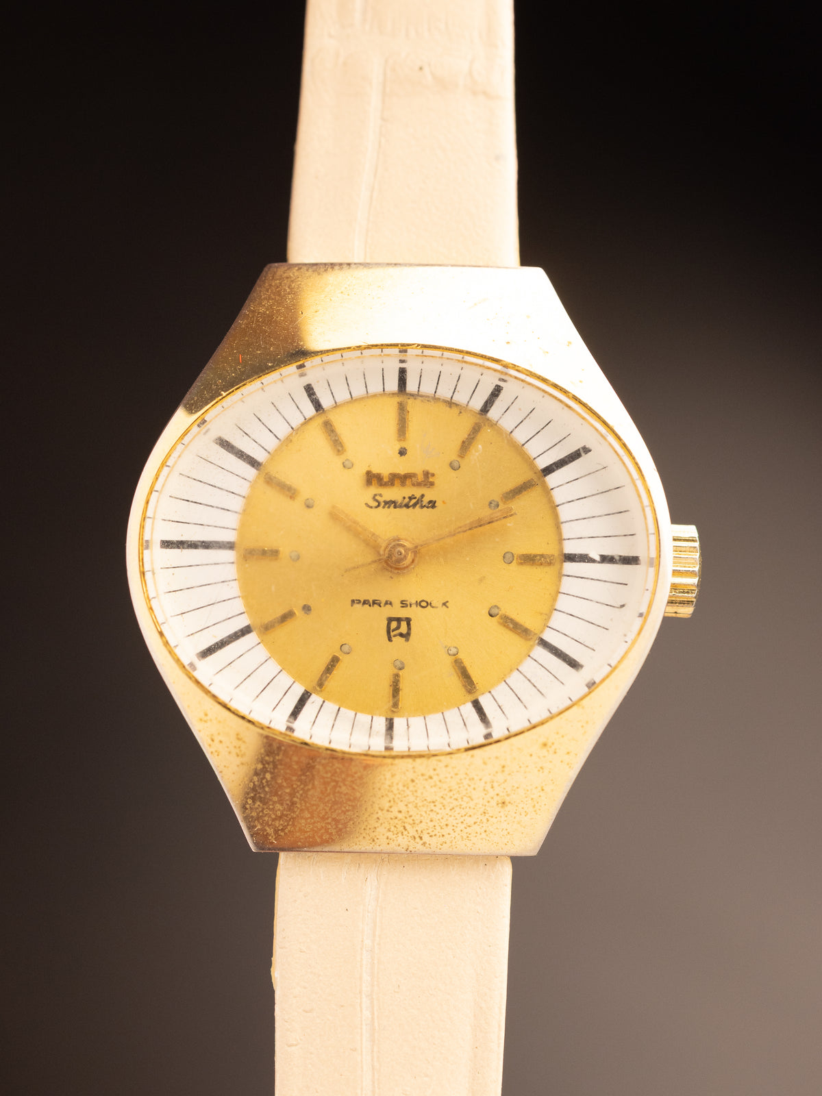 HMT Smitha UFO Gold Case Cream White Strap ( Back Changed )