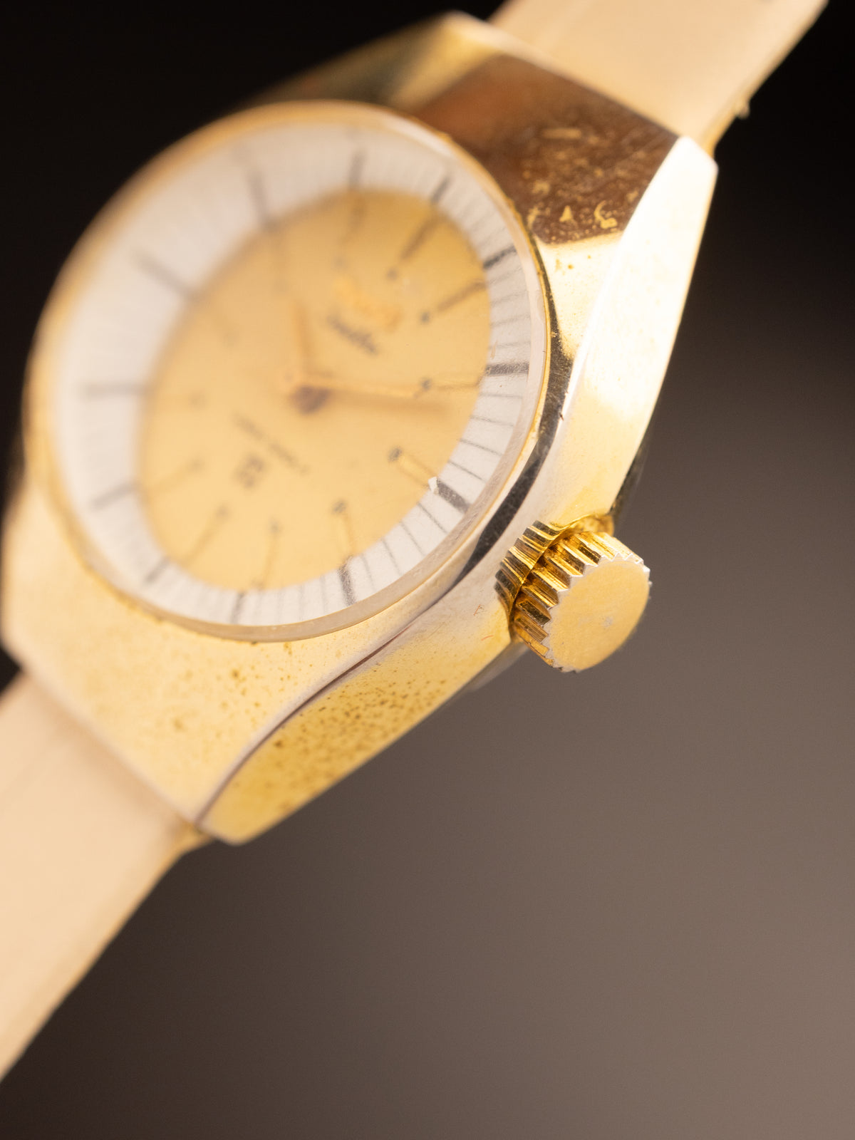 HMT Smitha UFO Gold Case Cream White Strap ( Back Changed )