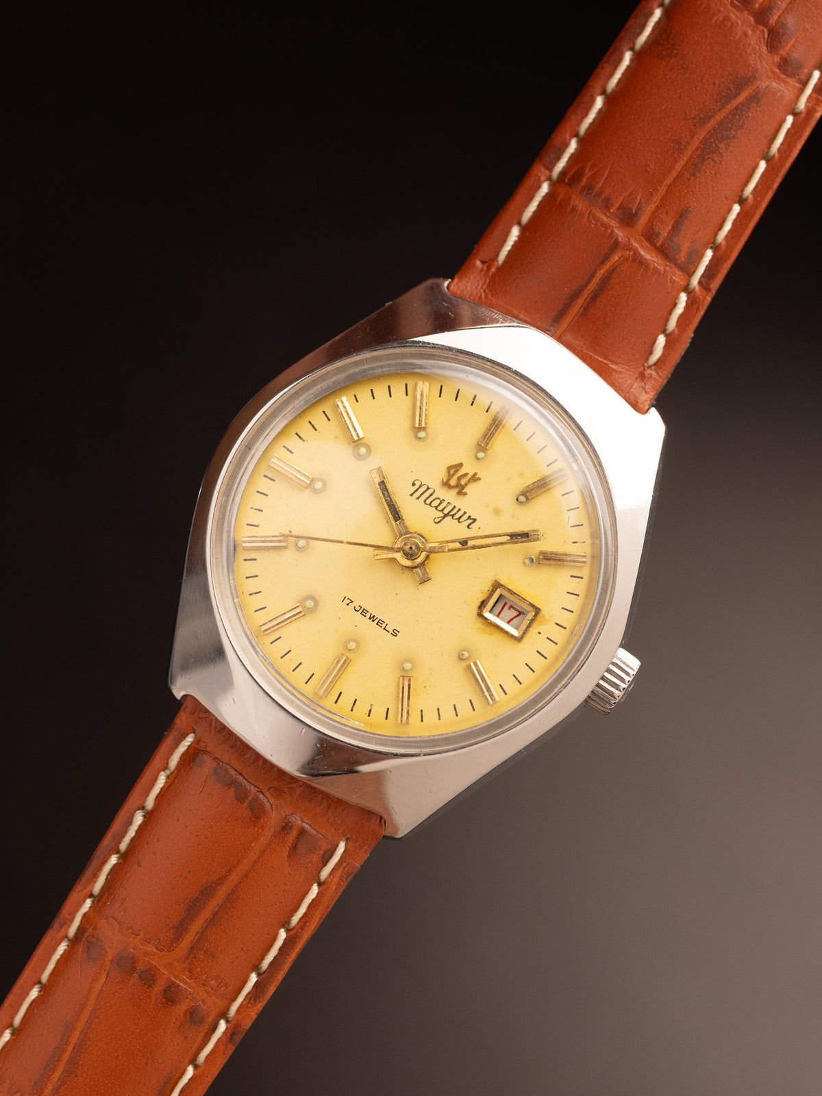 IST Mayur Dater Geometric Case Mint Super Rare Brown Strap ( Ref Unknown )