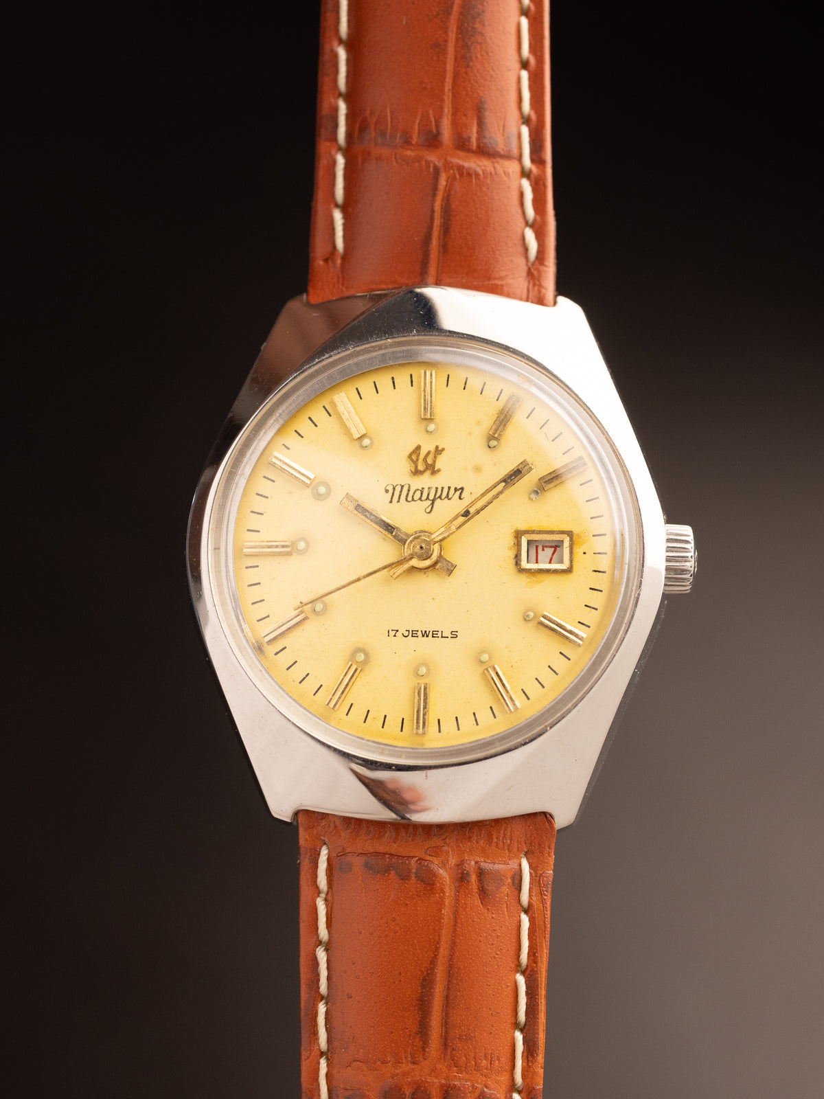 IST Mayur Dater Geometric Case Mint Super Rare Brown Strap ( Ref Unknown )