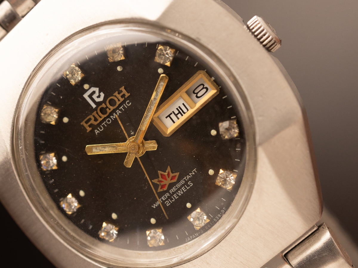 Ricoh Sakura Automatic Diamond Dial Super Mint ( 061448 ) Stock Bracelet