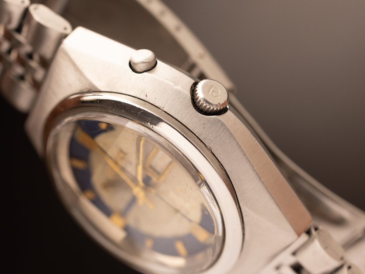 Ricoh Sakua Automatic Dual Tone White Blue Dial Mint ( 061489 ) Stock Bracelet