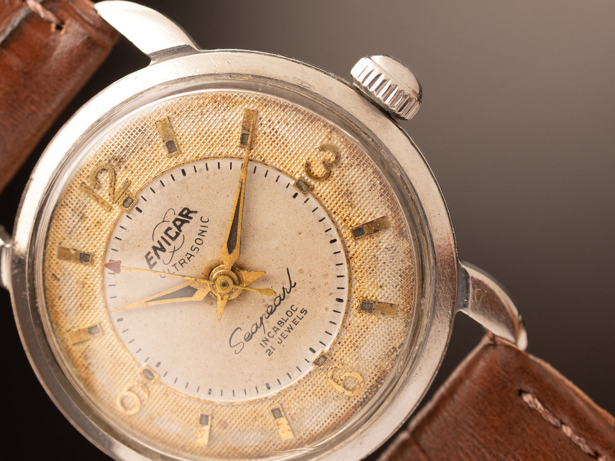 Enicar Ultrasonic Seapeal Fancy Lugs Textured Dial Ultra Rare ( 98243 )