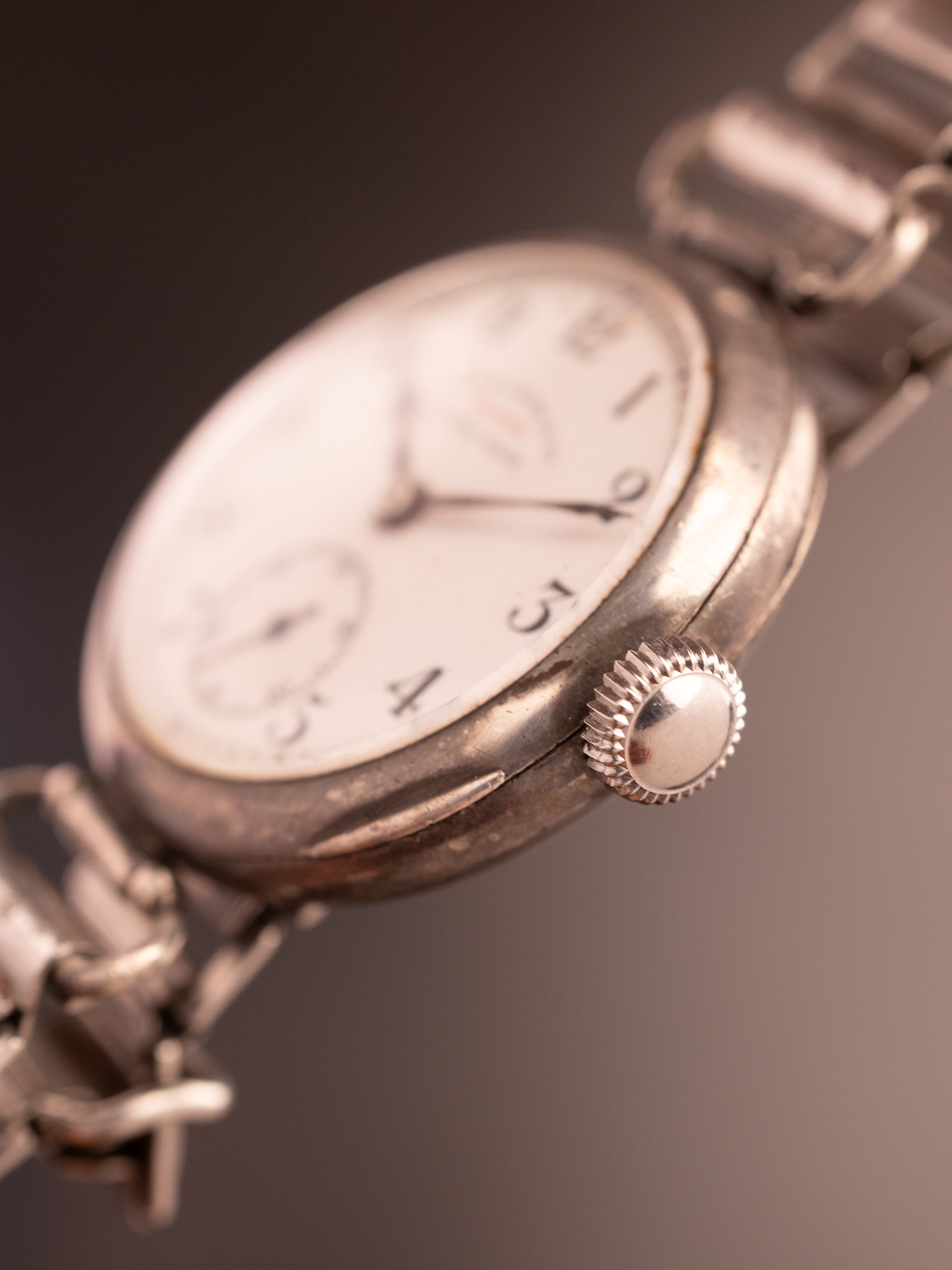 Favre Leuba Zenith Subsecond Sterling Silver Trench Watch Super (Ref. 329 ) (30mm; Manual) (Rare)
