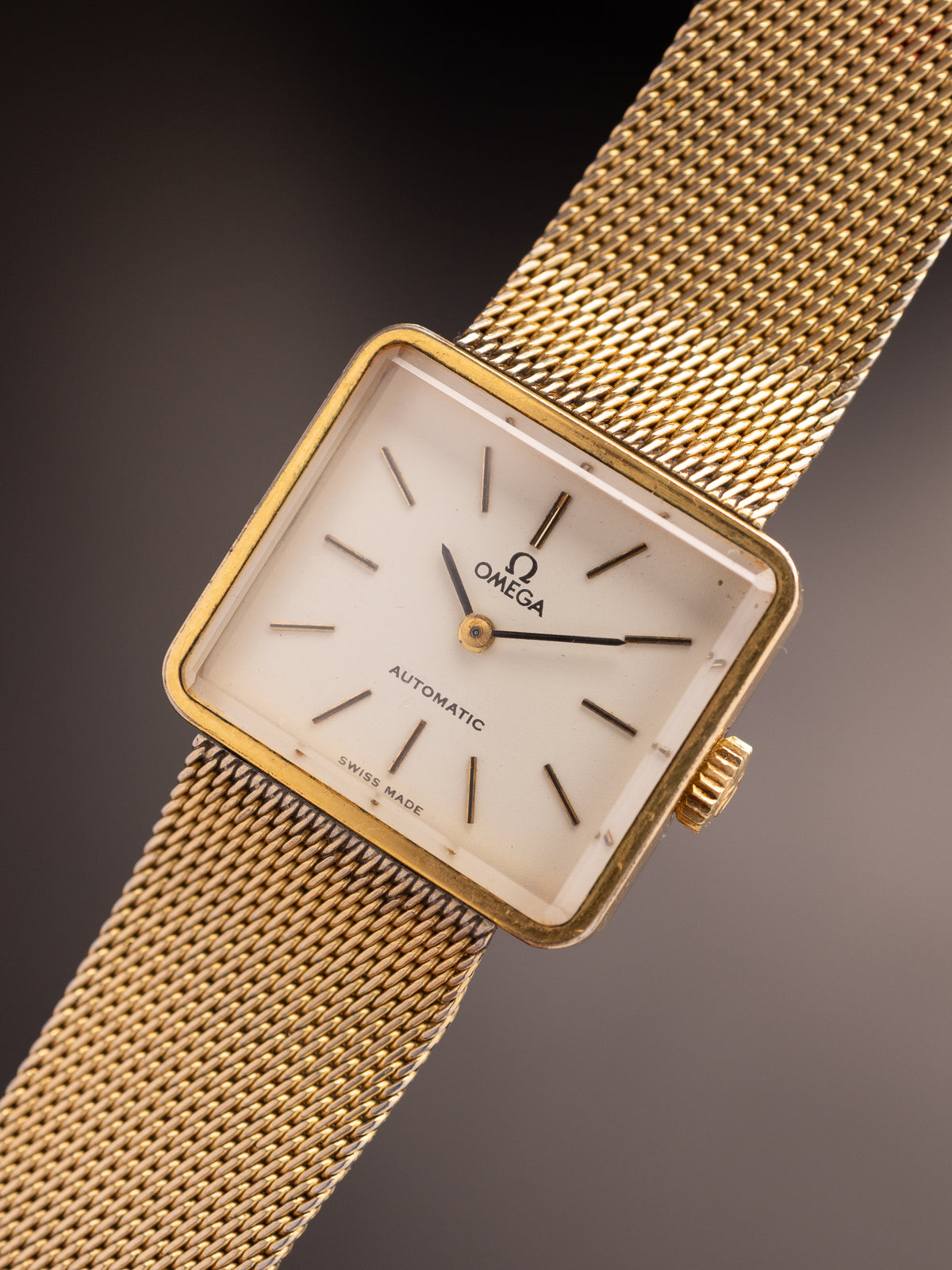 Omega Deville Gold Tone Stock Mesh Strap Orignal Box Mint (Ref. Unknown) (25mm; Automatic) (Rare)