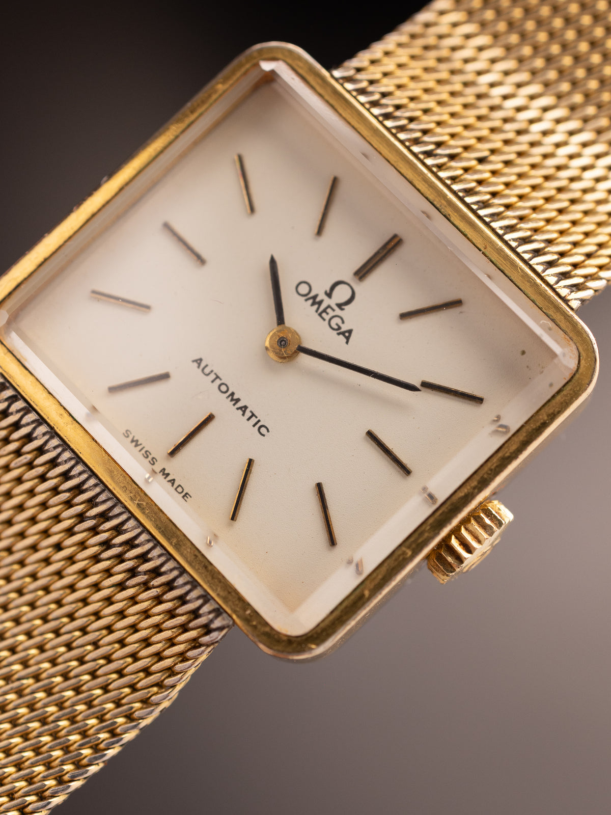 Omega Deville Gold Tone Stock Mesh Strap Orignal Box Mint (Ref. Unknown) (25mm; Automatic) (Rare)