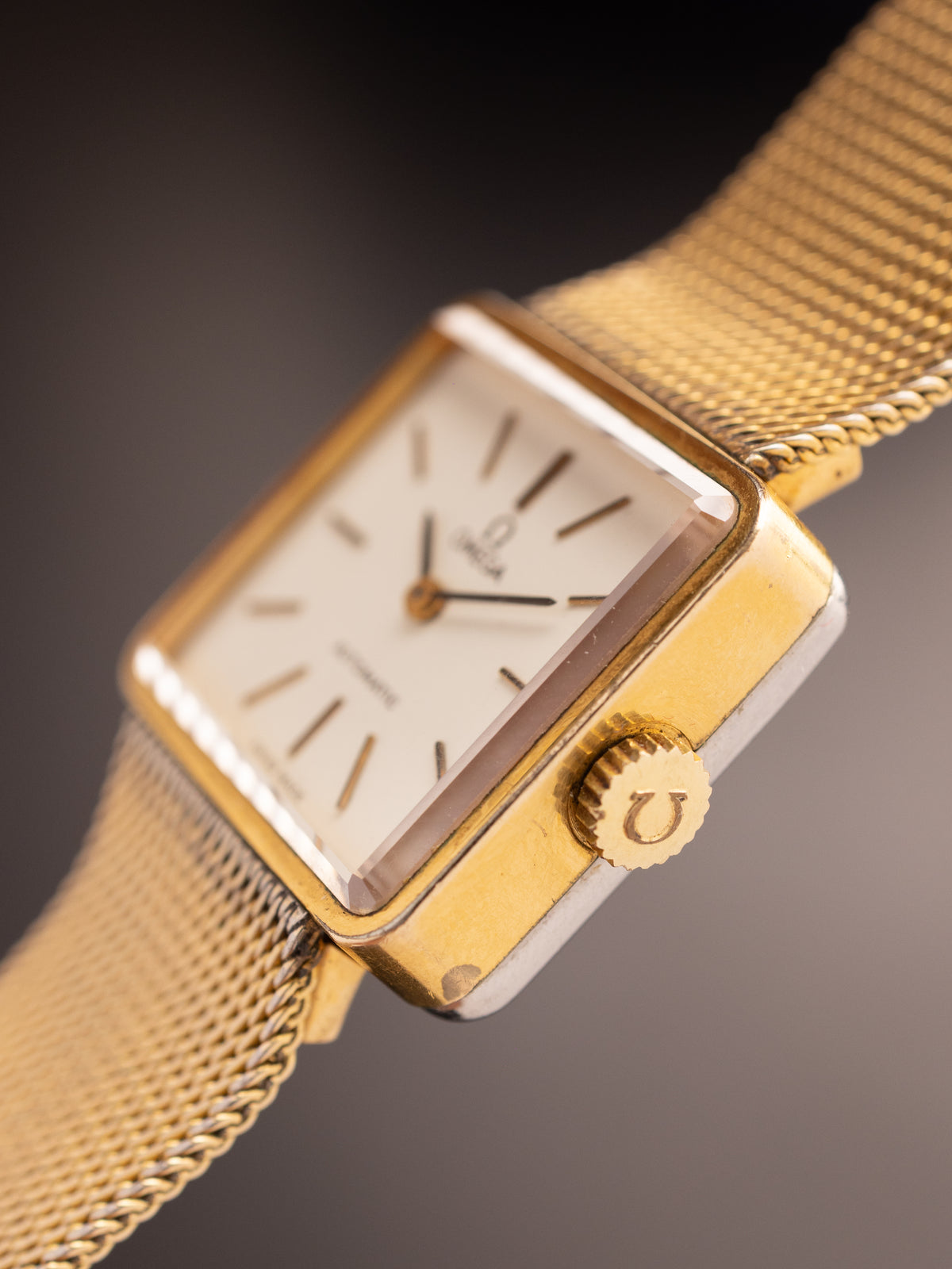 Omega Deville Gold Tone Stock Mesh Strap Orignal Box Mint (Ref. Unknown) (25mm; Automatic) (Rare)