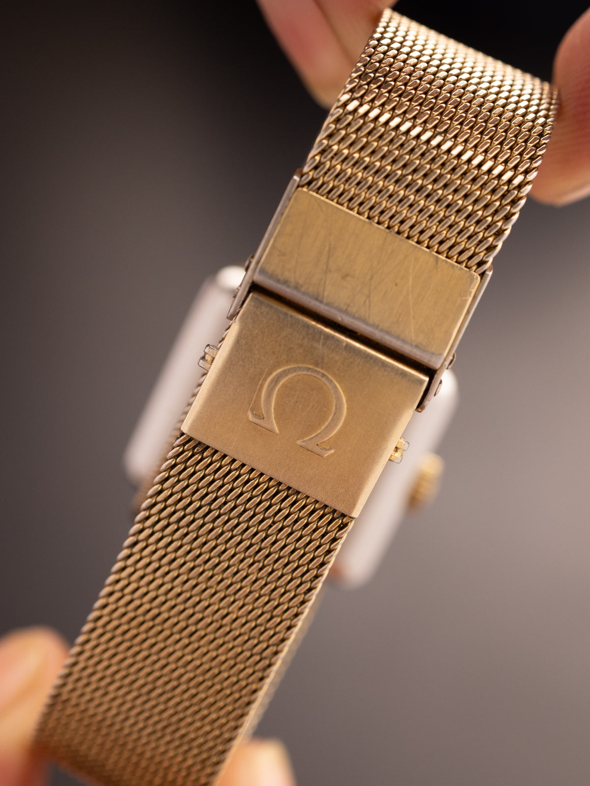 Omega Deville Gold Tone Stock Mesh Strap Orignal Box Mint (Ref. Unknown) (25mm; Automatic) (Rare)
