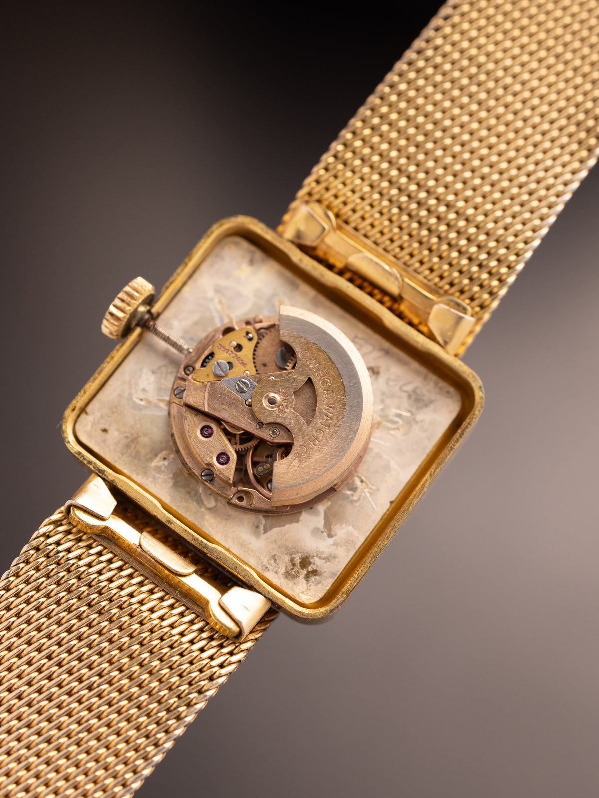 Omega Deville Gold Tone Stock Mesh Strap Orignal Box Mint (Ref. Unknown) (25mm; Automatic) (Rare)