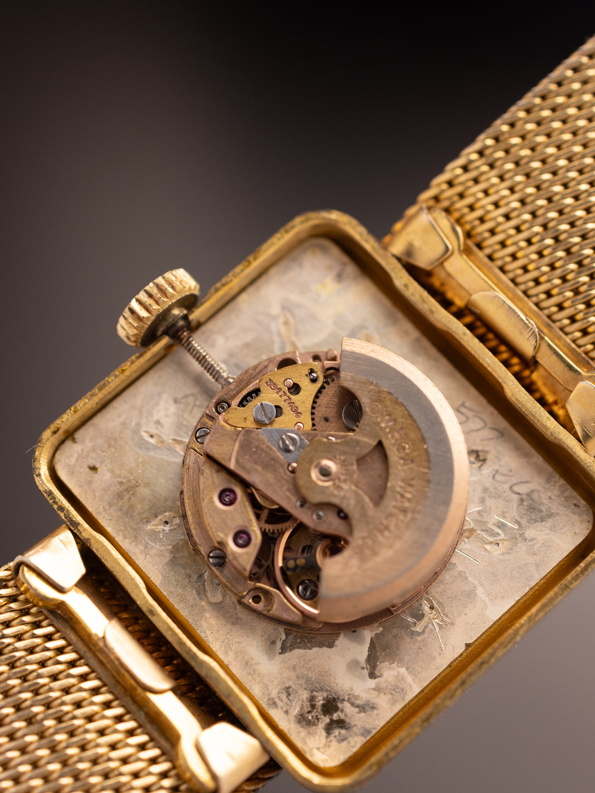 Omega Deville Gold Tone Stock Mesh Strap Orignal Box Mint (Ref. Unknown) (25mm; Automatic) (Rare)