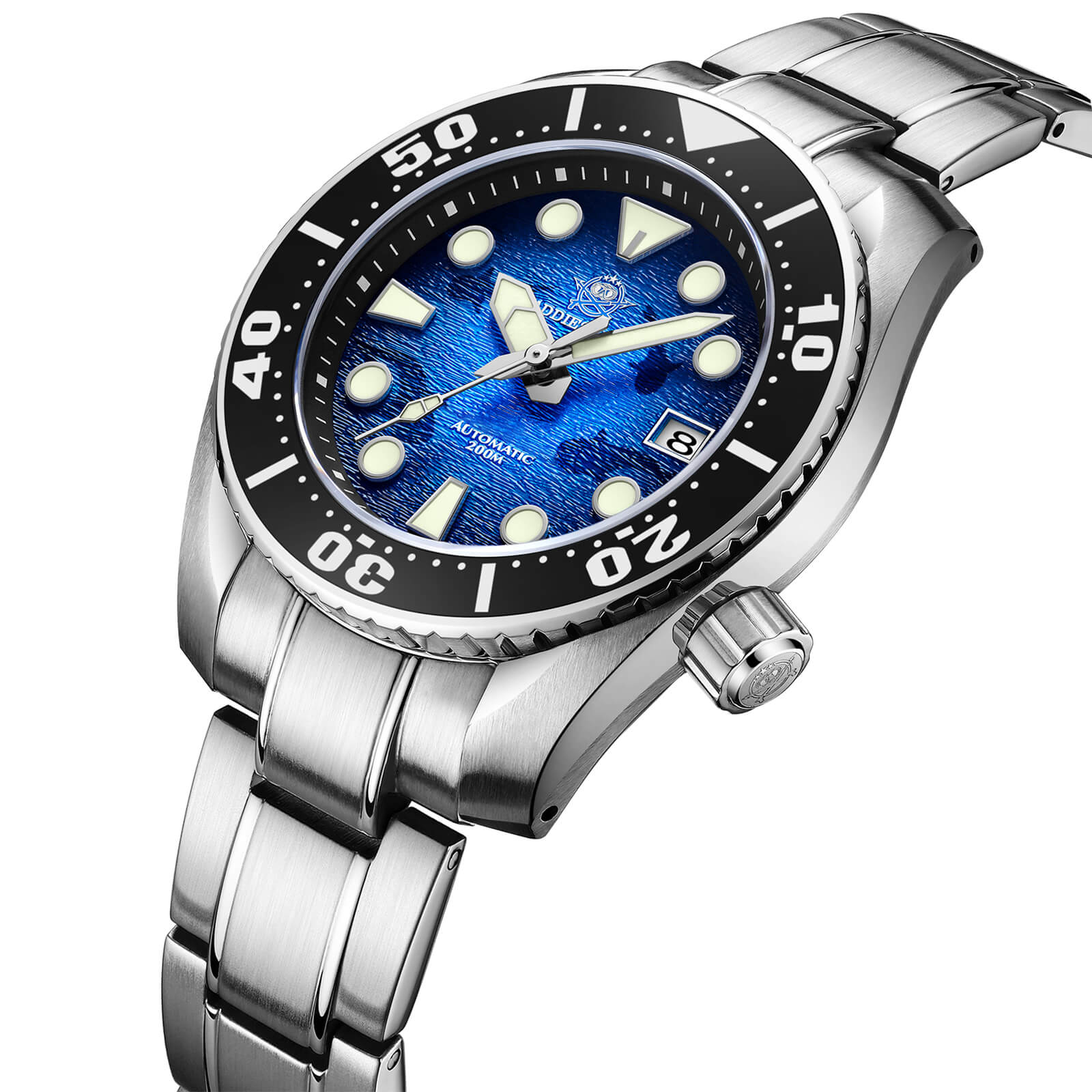 ADDIESDIVE 44.5mm Diver Watch for Men Unique Blue Dial 200M (AD2102)