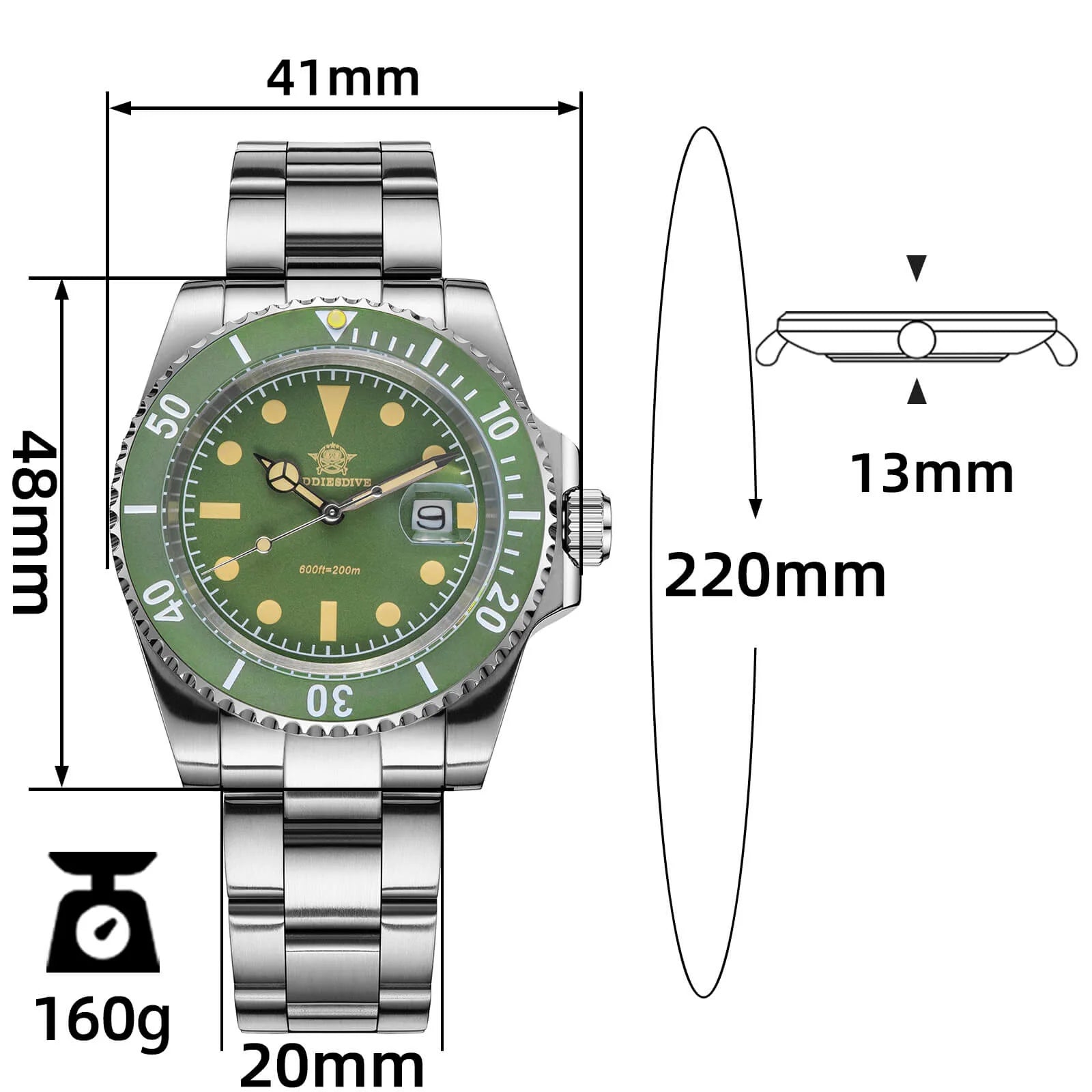 ADDIESDIVE 41mm Retro Sub Quartz Watch AD2054