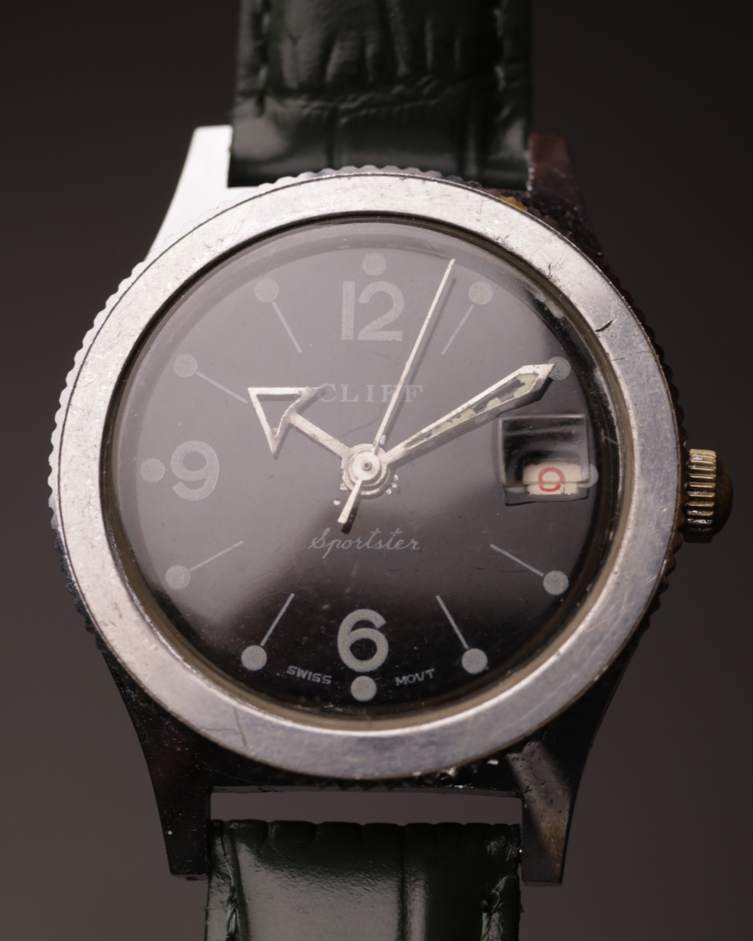 Cliff Sportster Vintage Watch | Black Dial | Date Window | Swiss Made | 1970s