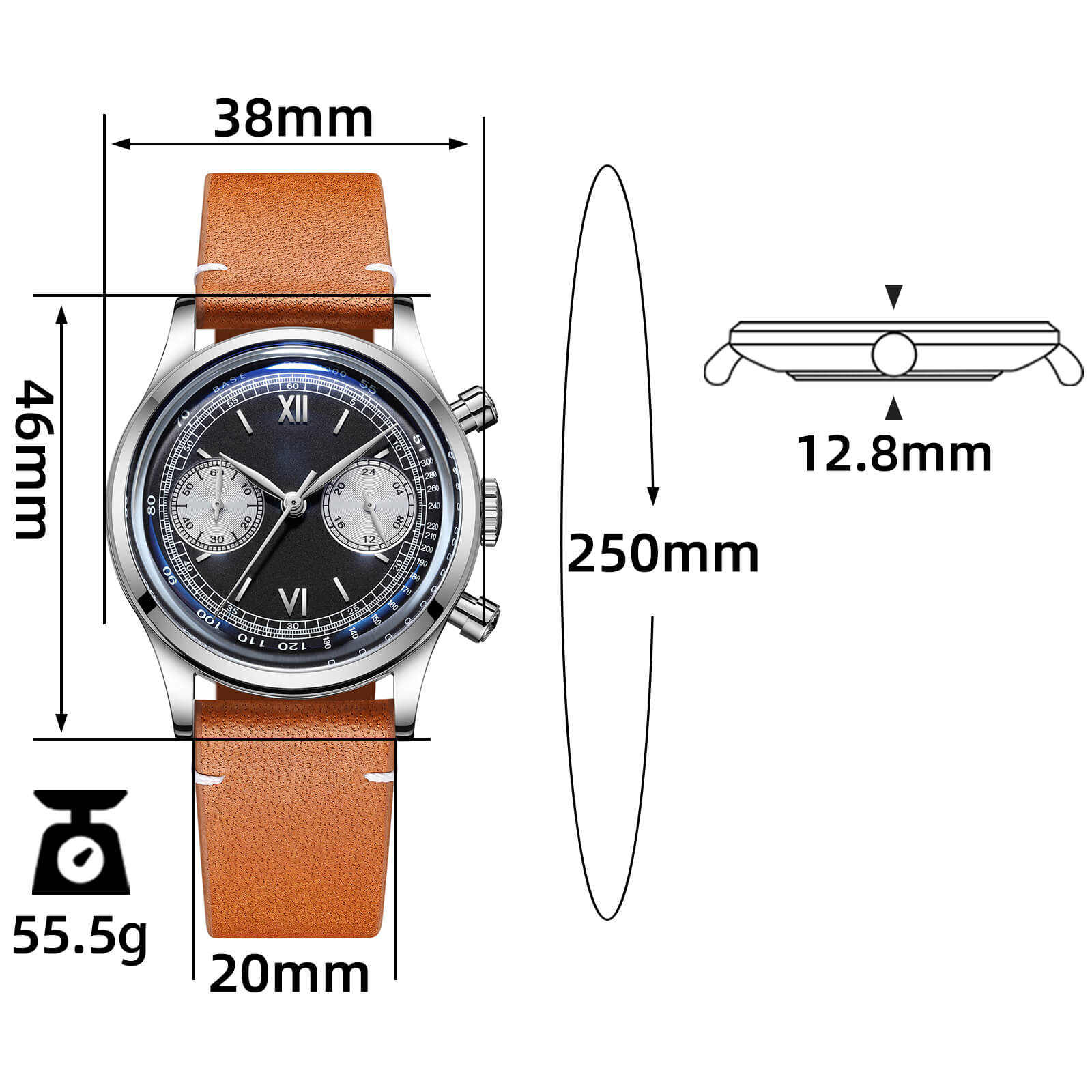 ★Holiday Sale★ADDIESDIVE Panda BB Chronograph Retro Men Watch 38mm Quartz Watch, AD2037