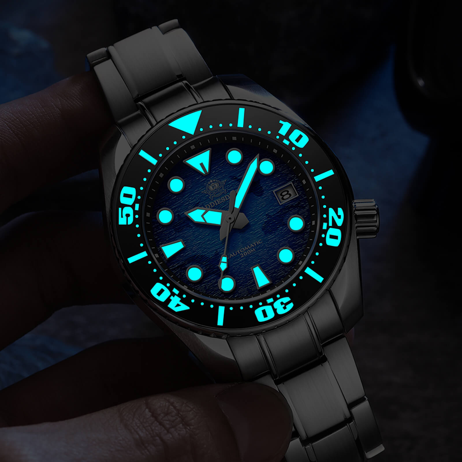 ADDIESDIVE 44.5mm Diver Watch for Men Unique Blue Dial 200M (AD2102)