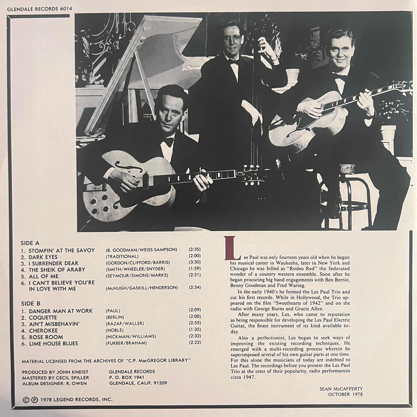 The Les Paul Trio – The Les Paul Trio (Re - Printer Cover) (Used Vinyl - VG+) NJ Marketplace