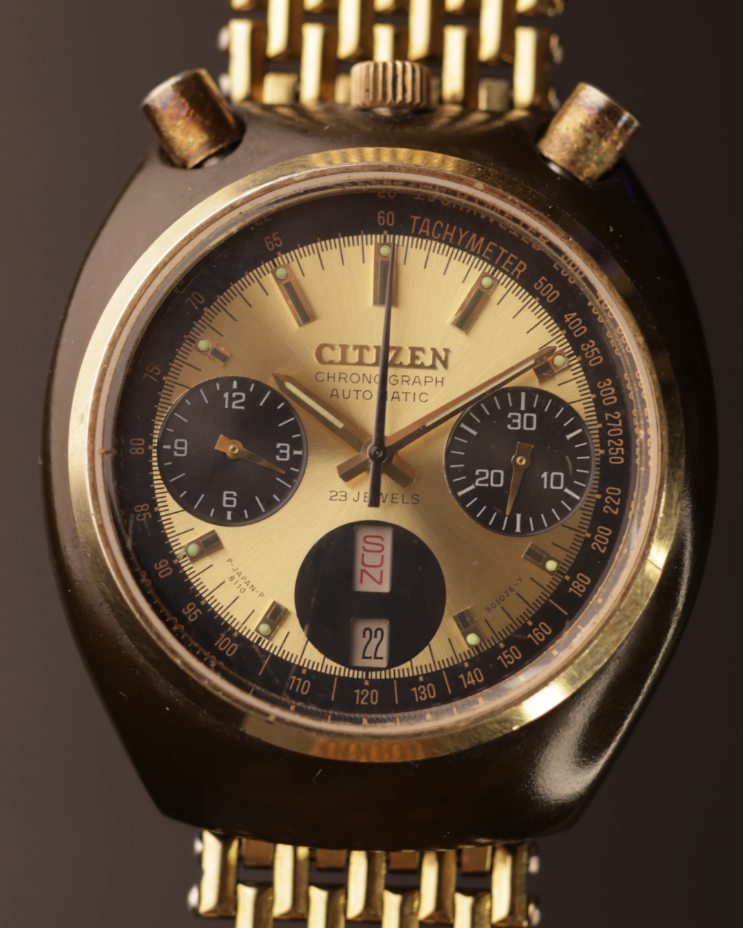 Citizen Bullhead Automatic Chronograph 8110 – Panda Dial (1970s, Japan)