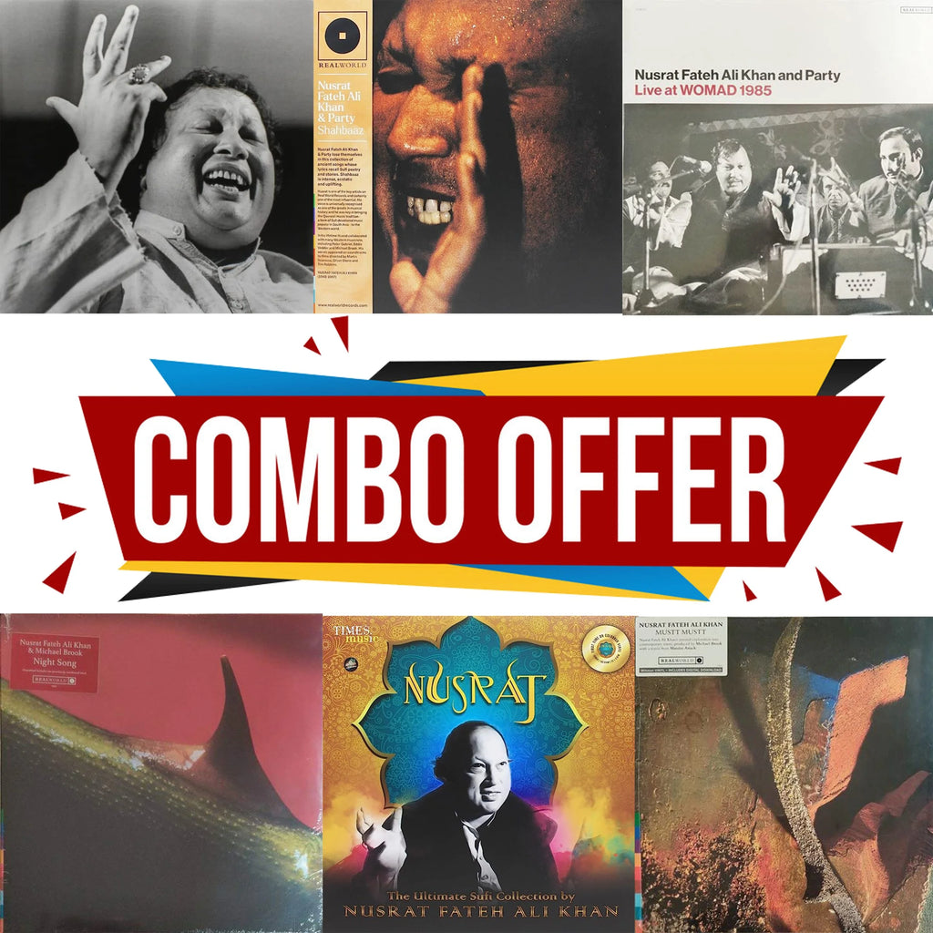 Nusrat Fateh Ali Khan – Shahen-Shah + Shahbaaz + Live At Womad 1985 + Night Song + The Ultimate Sufi Collection + Mustt Mustt = Combo LP Set (Arrives in 4 days)