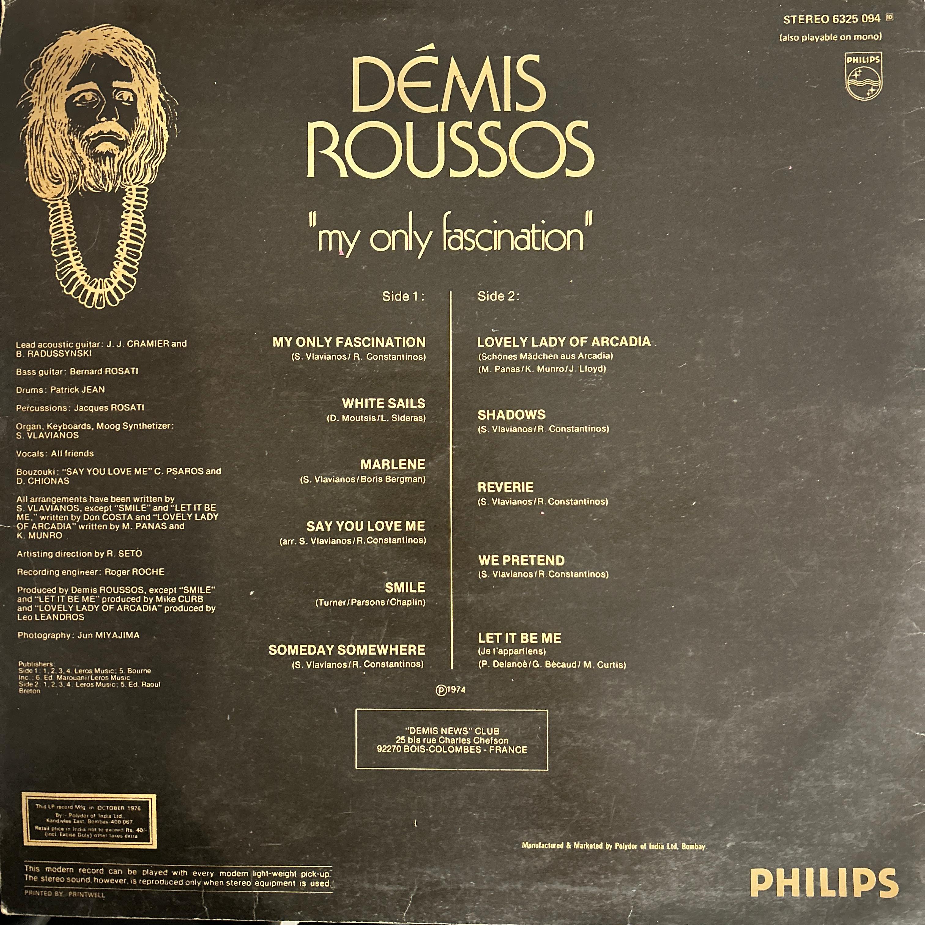 Démis Roussos – My Only Fascination (Used Vinyl - VG+) NJ Marketplace